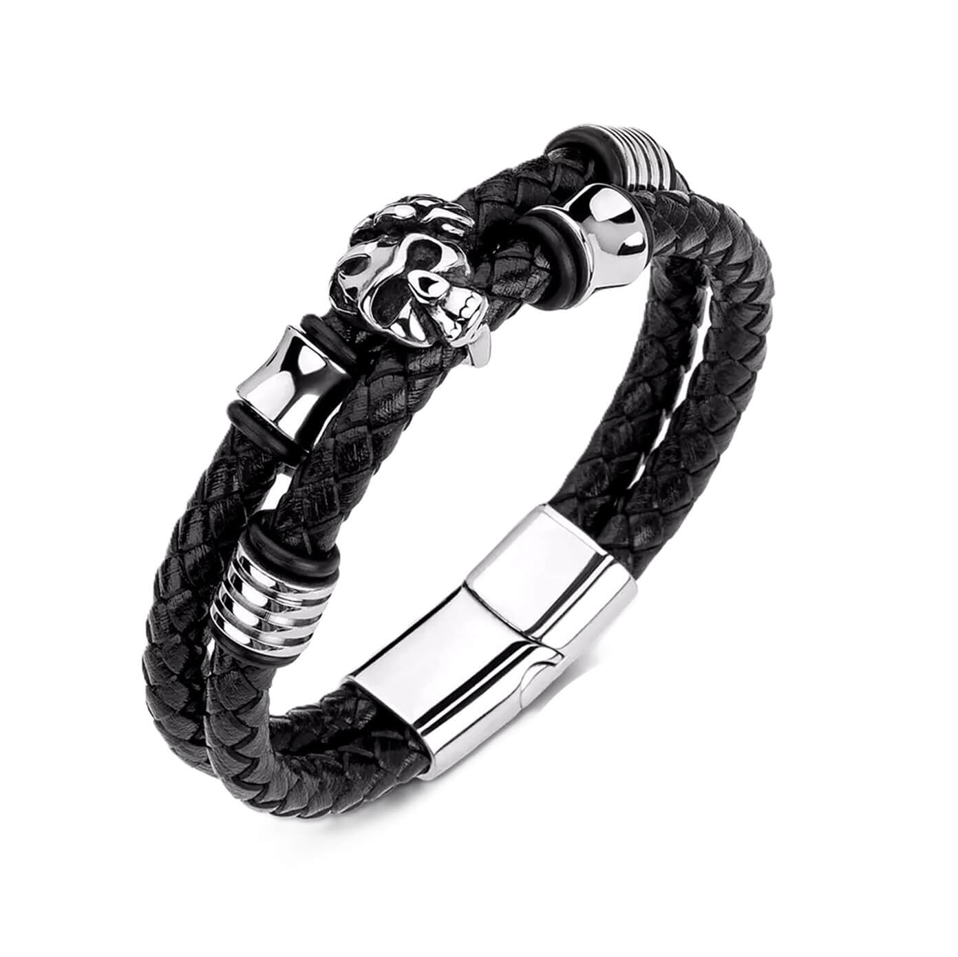 Mens Rosette Leather Bracelet