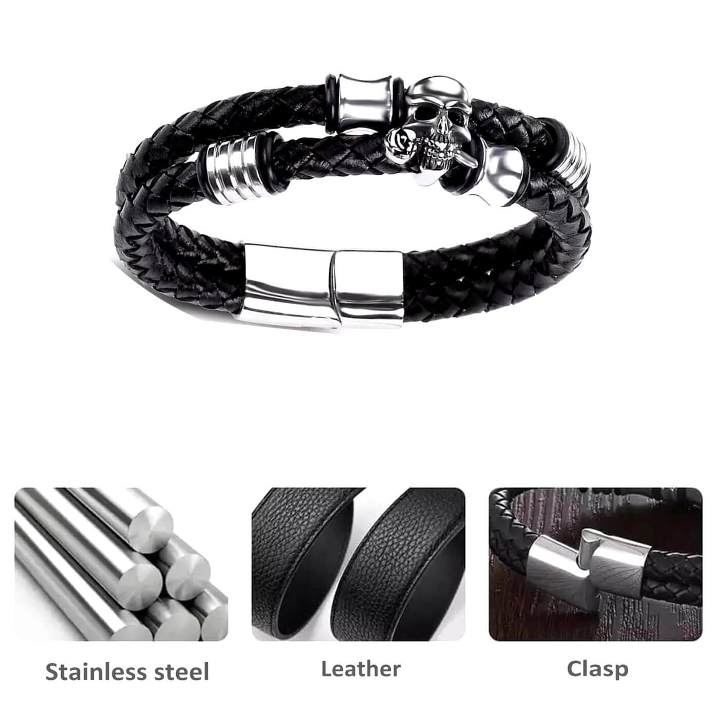Mens Rosette Leather Bracelet