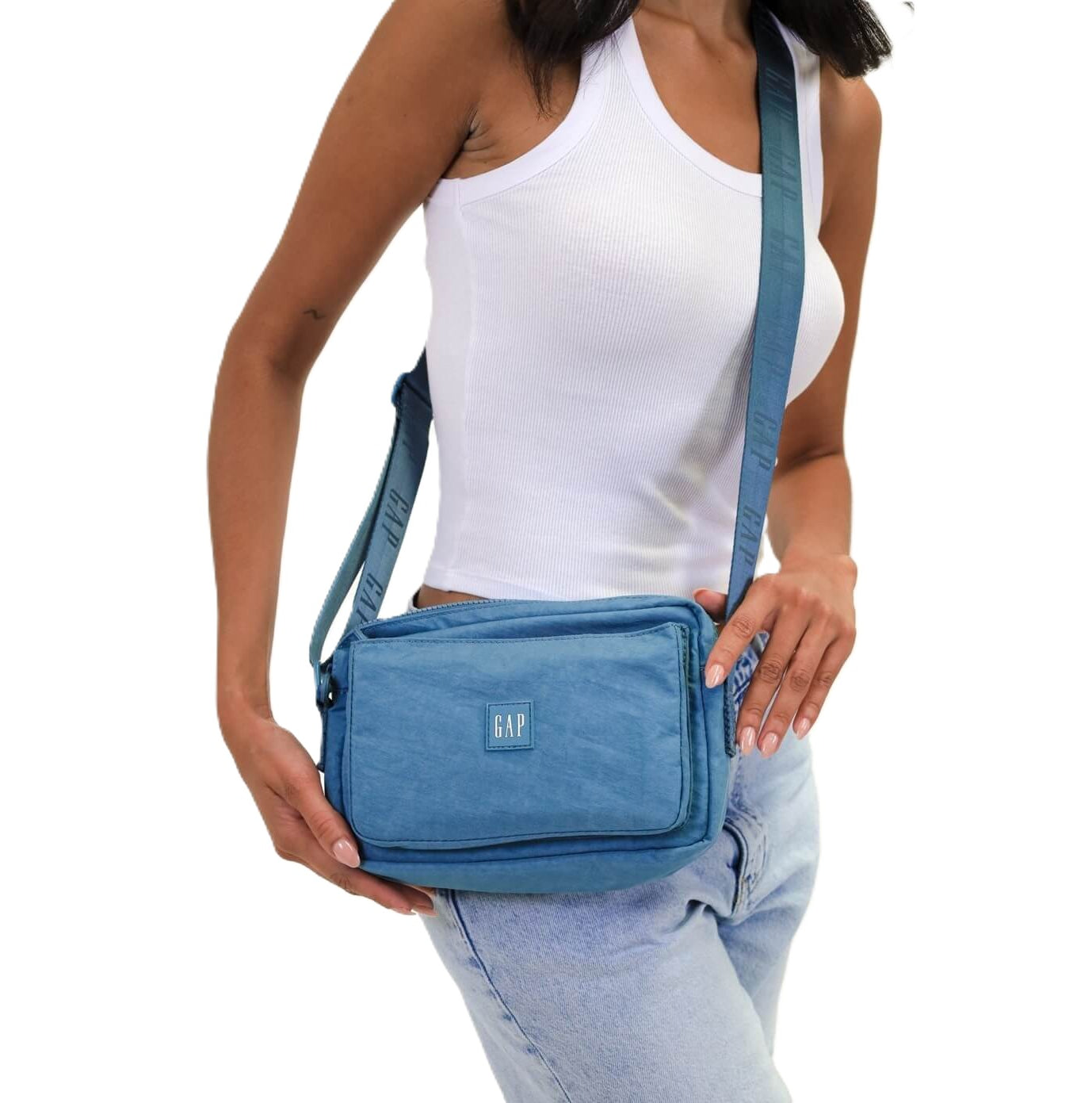 GAP Ladies RFID Nylon Crossbody Bag in Blue Ice