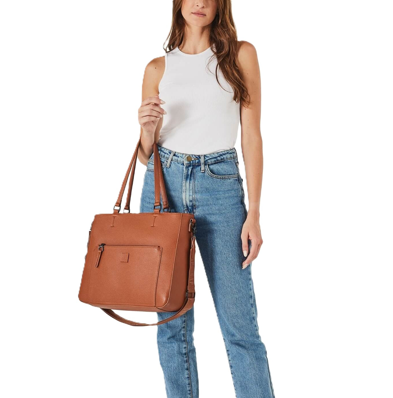 GAP Ladies Vegan Leather Modern Business Bag in Tan