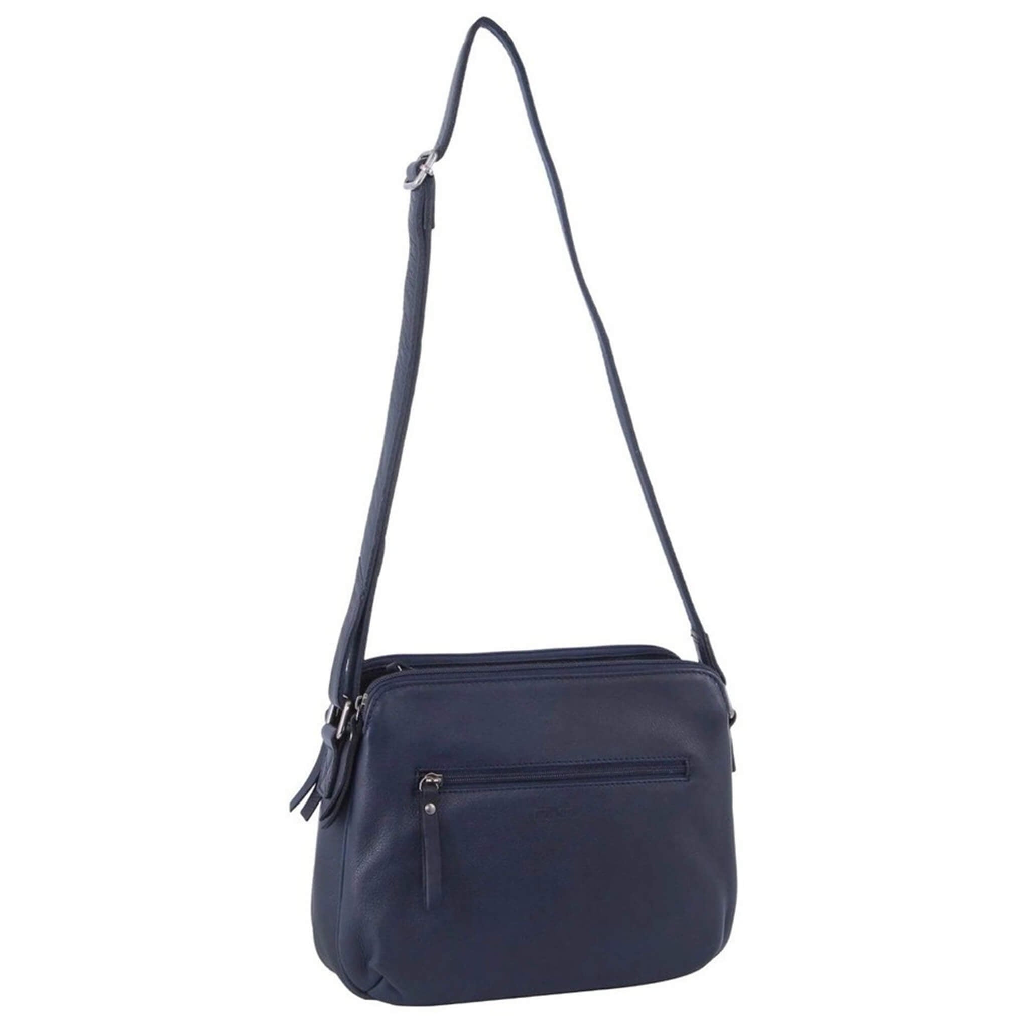 Milleni Ladies Nappa Leather Crossbody Bag in Navy
