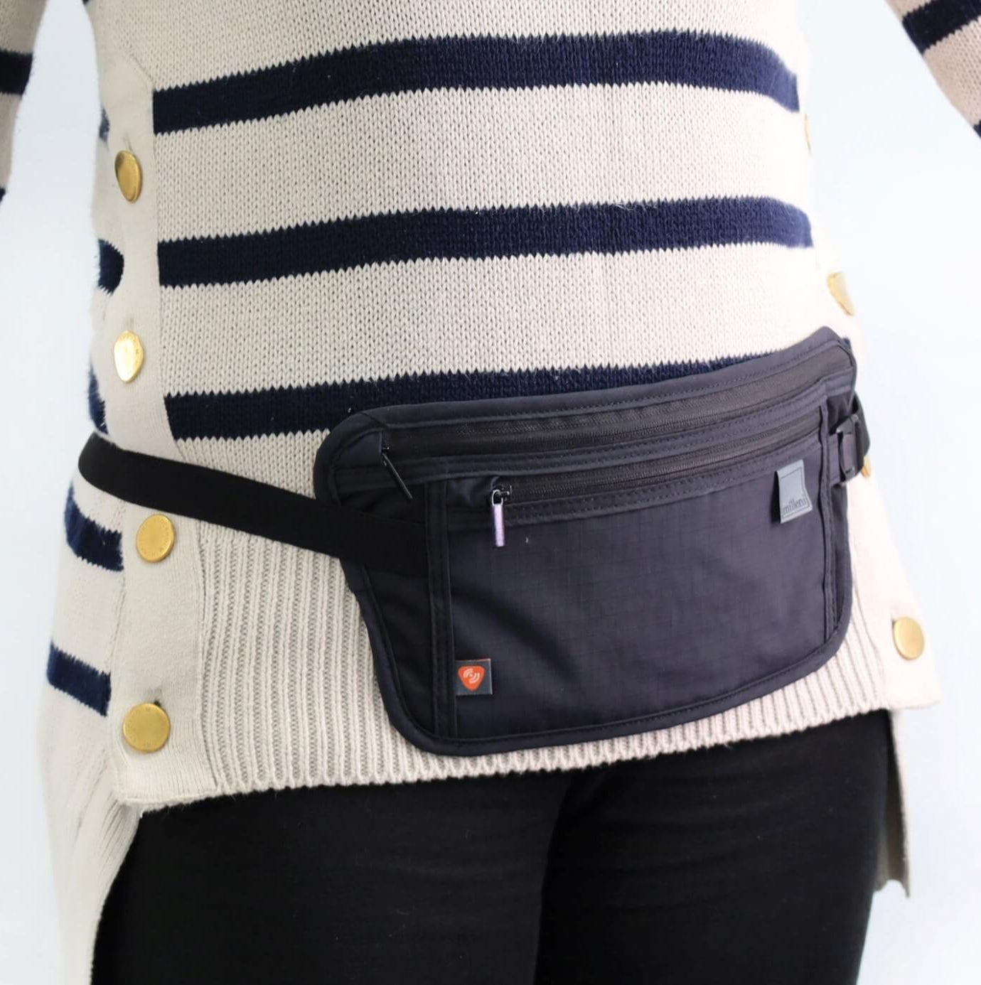 Milleni Travel RFID Money Belt Waist Stash/Black