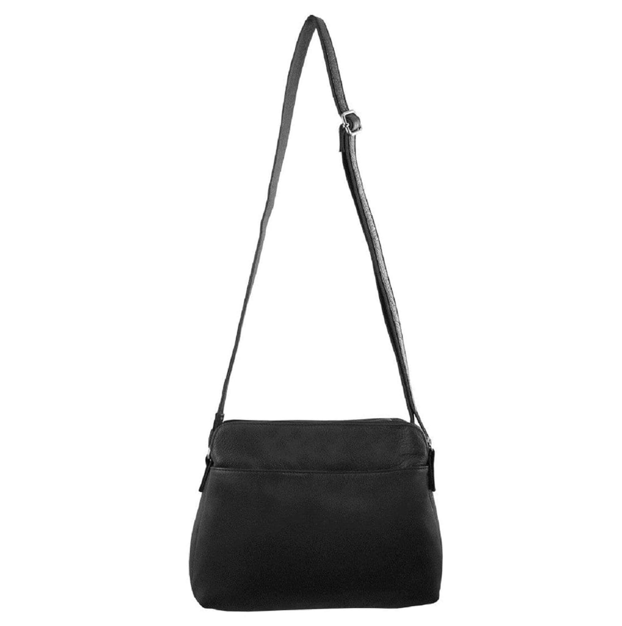 Milleni Ladies Black Nappa Leather Crossbody Bag in Black