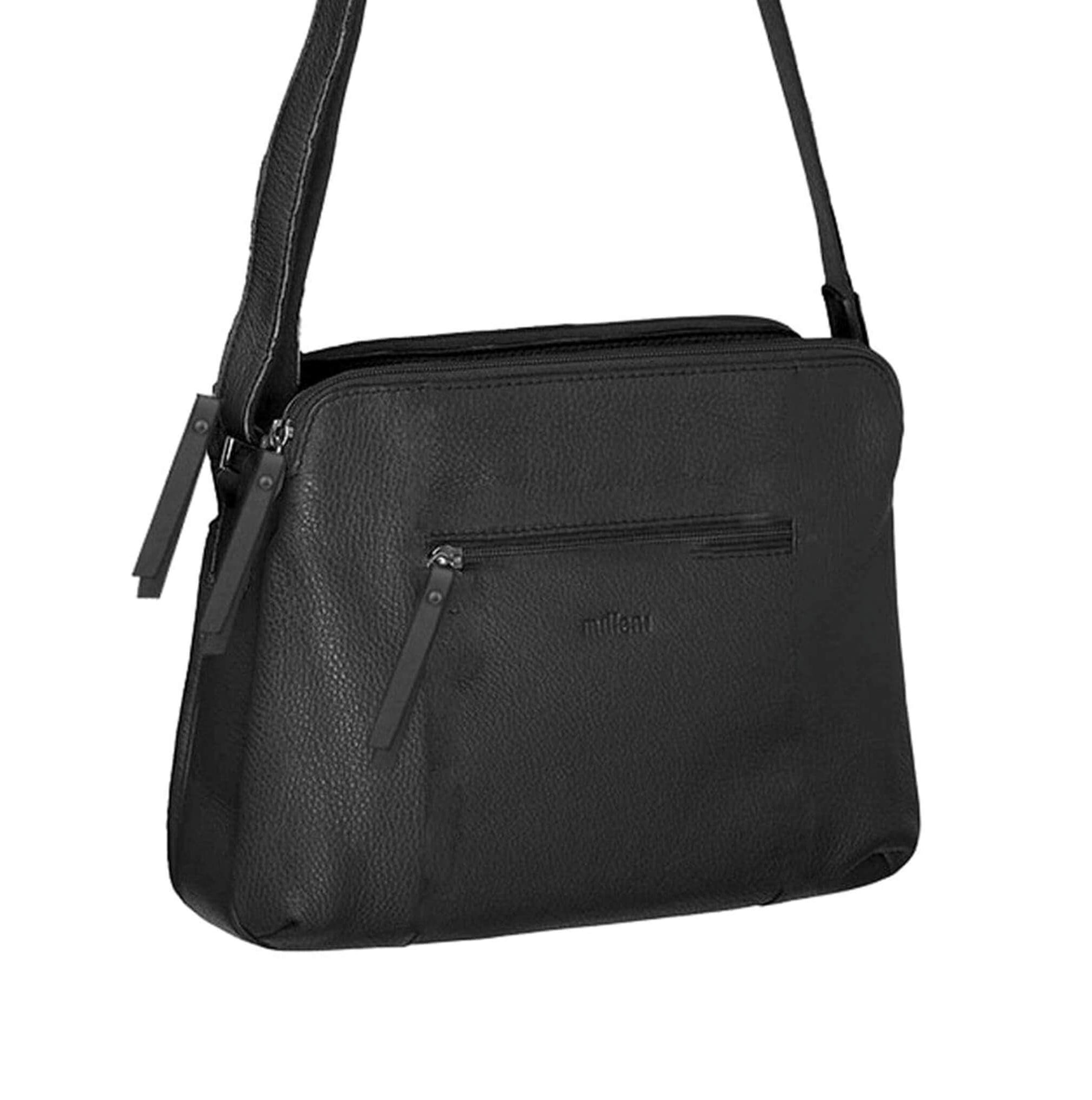 Milleni Ladies Black Nappa Leather Crossbody Bag in Black