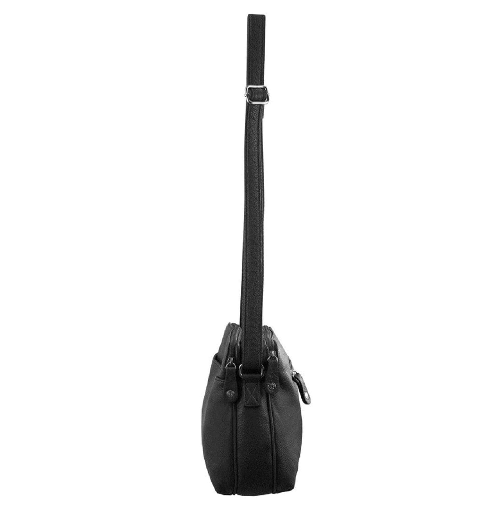 Milleni Ladies Black Nappa Leather Crossbody Bag in Black