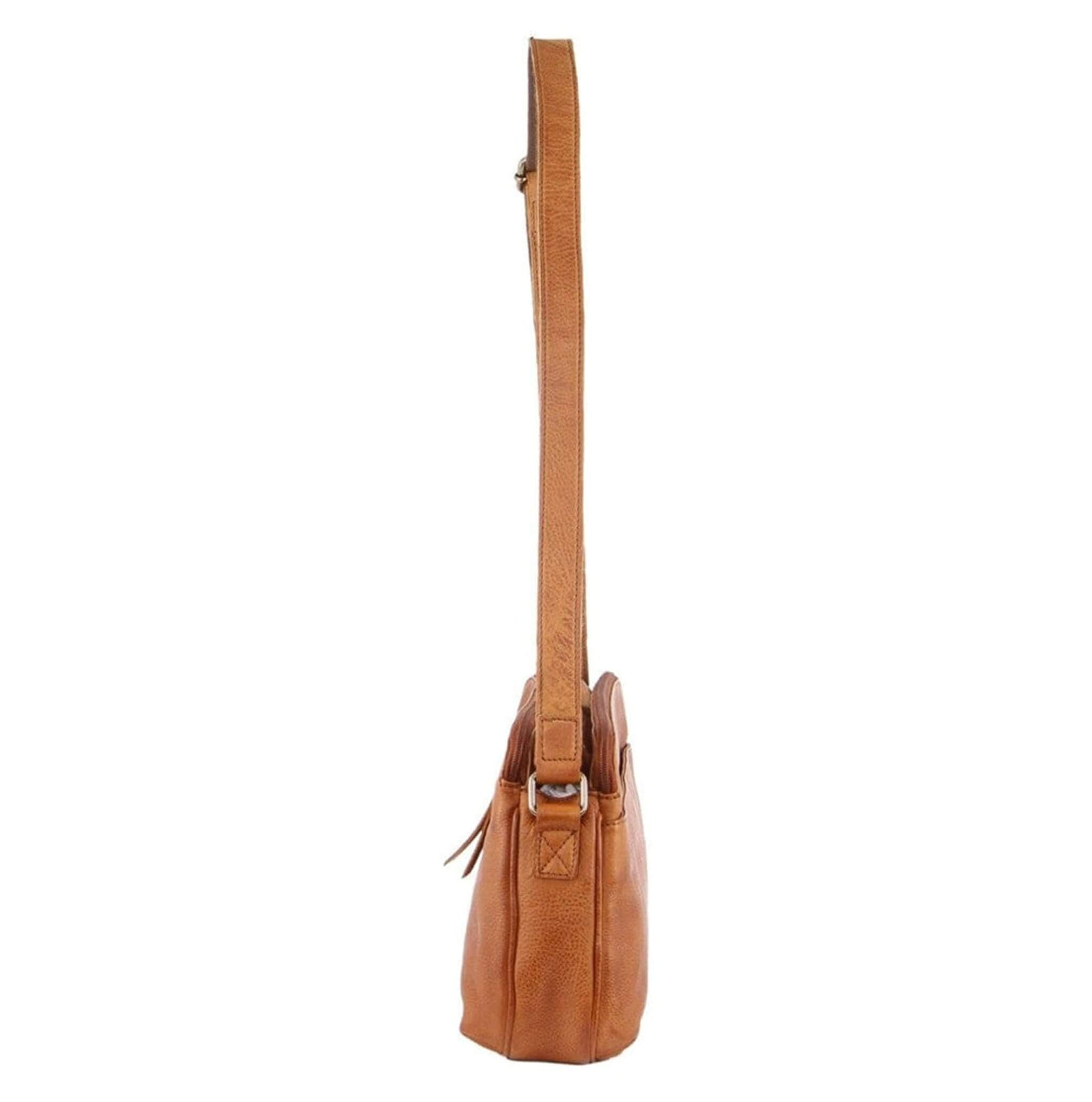 Milleni Ladies Nappa Leather Crossbody Bag in Cognac