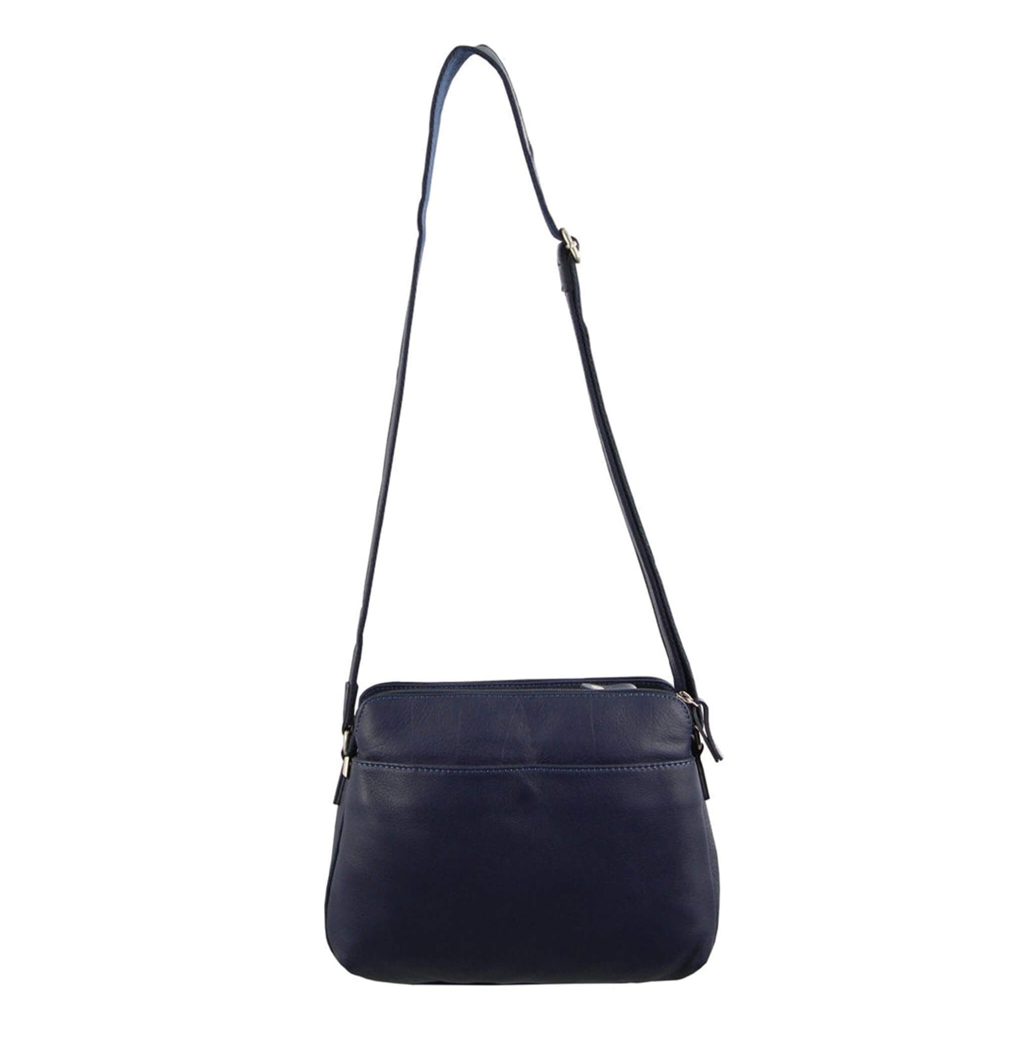 Milleni Ladies Nappa Leather Crossbody Bag in Navy