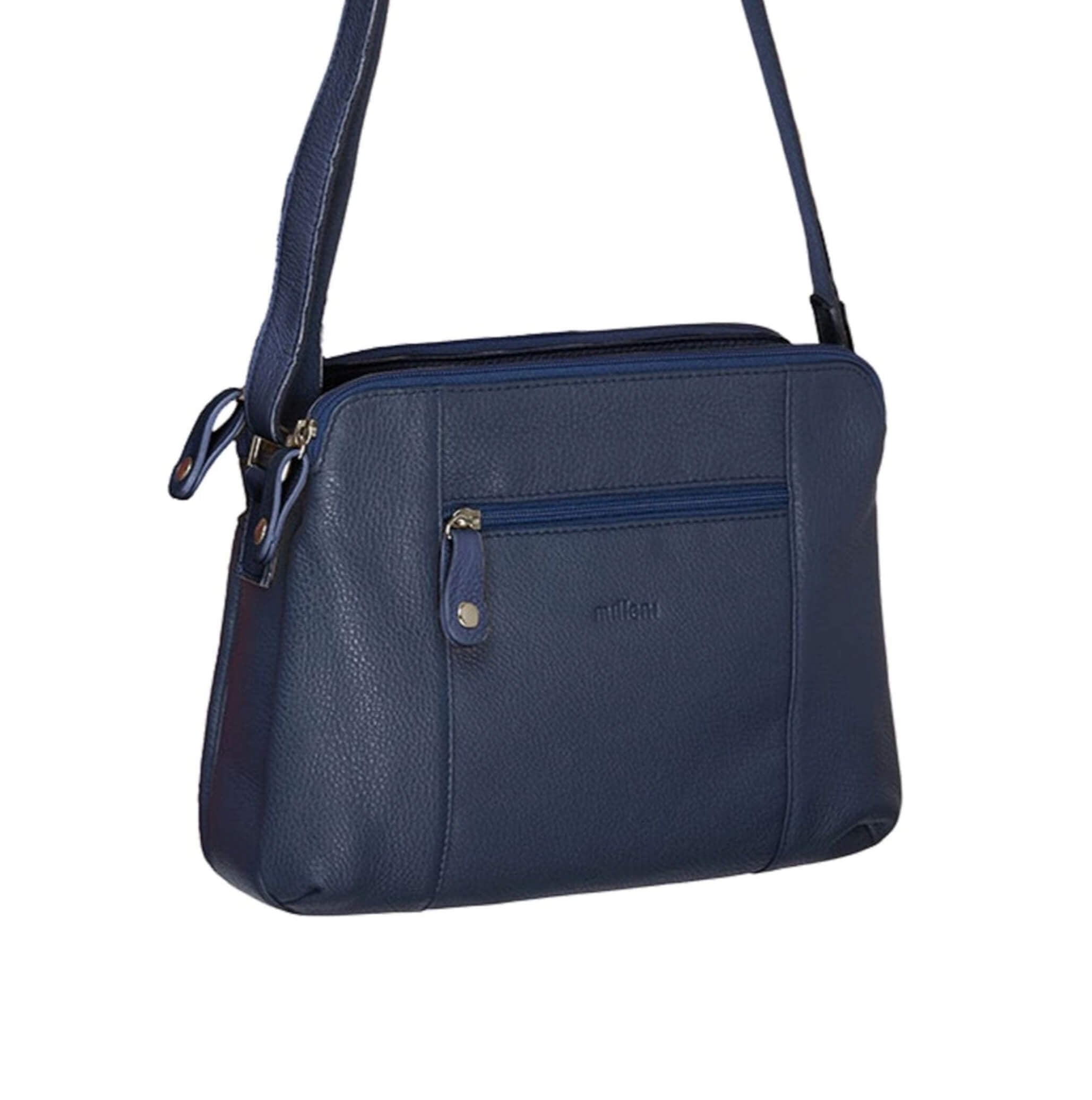 Milleni Ladies Nappa Leather Crossbody Bag in Navy