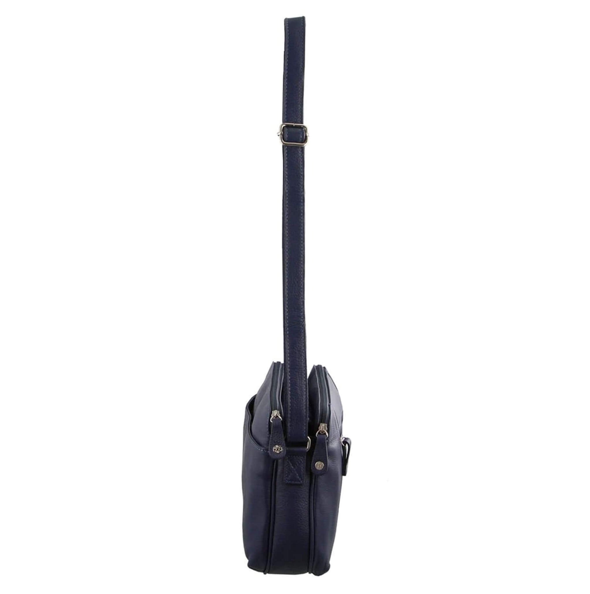 Milleni Ladies Nappa Leather Crossbody Bag in Navy