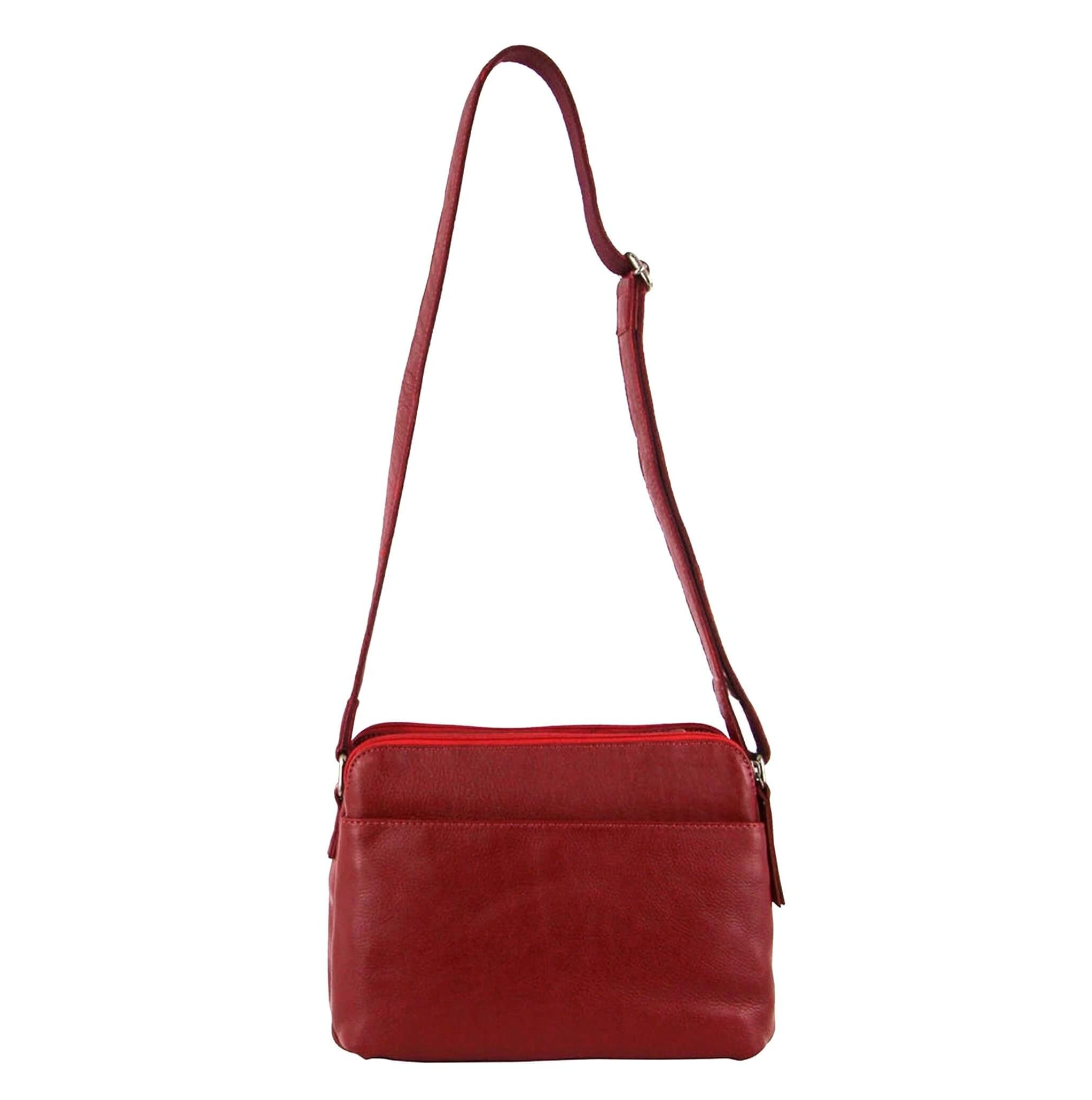 Milleni Ladies Nappa Leather Crossbody Bag in Red