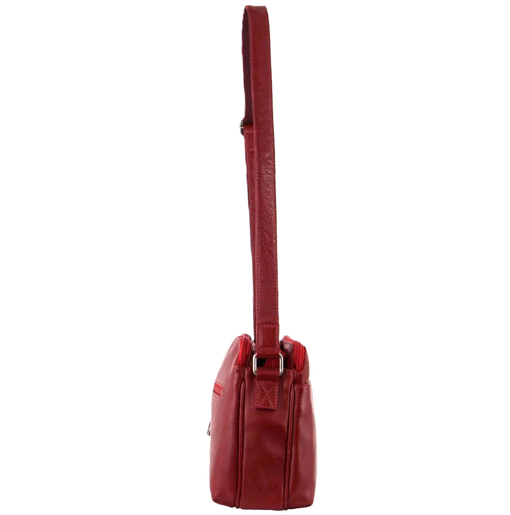 Milleni Ladies Nappa Leather Crossbody Bag in Red