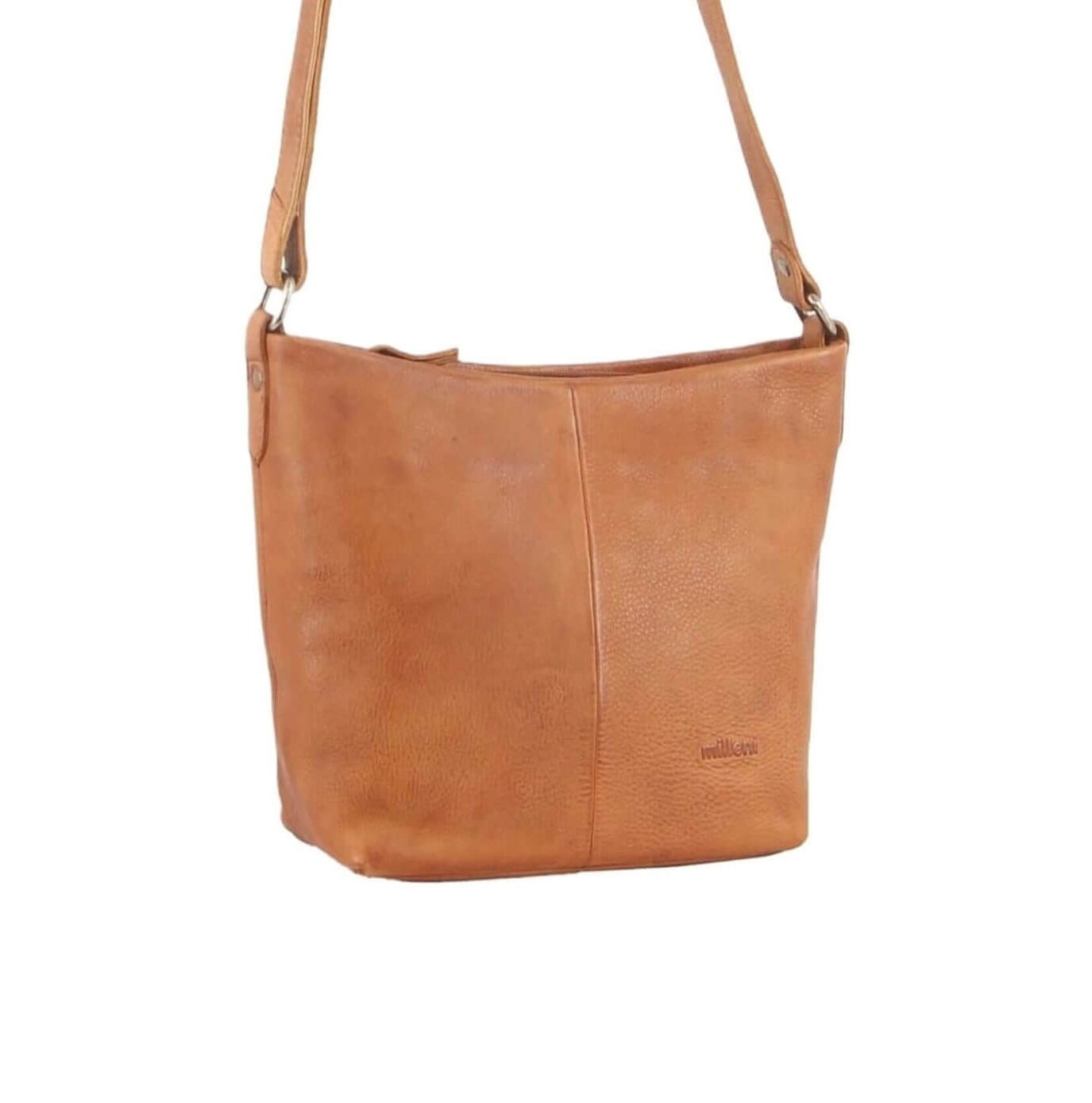 Milleni Ladies Nappa Leather Crossbody Bag in Cognac