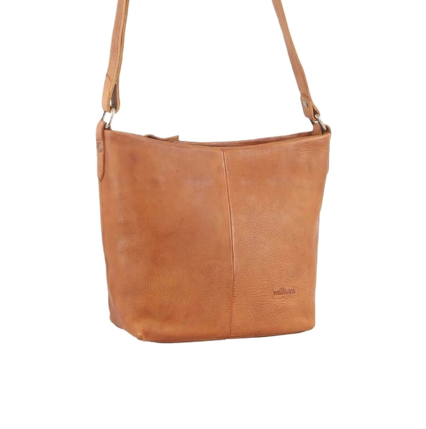 Milleni Ladies Nappa Leather Crossbody Bag in Cognac