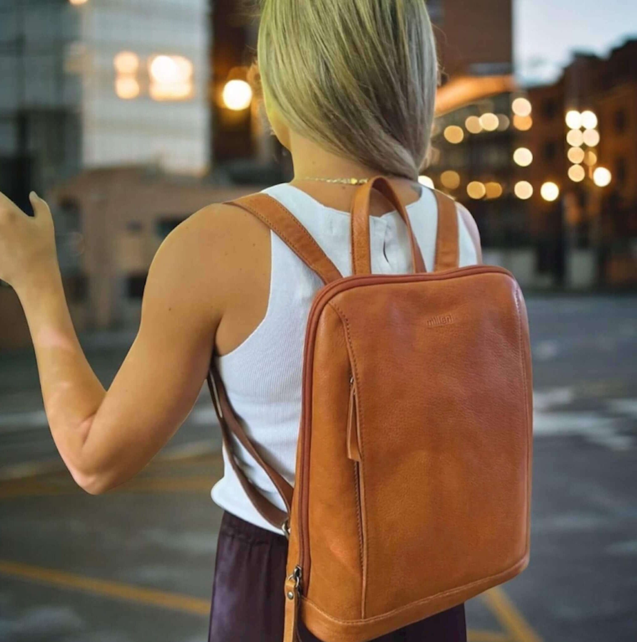Milleni Ladies Nappa Leather Backpack