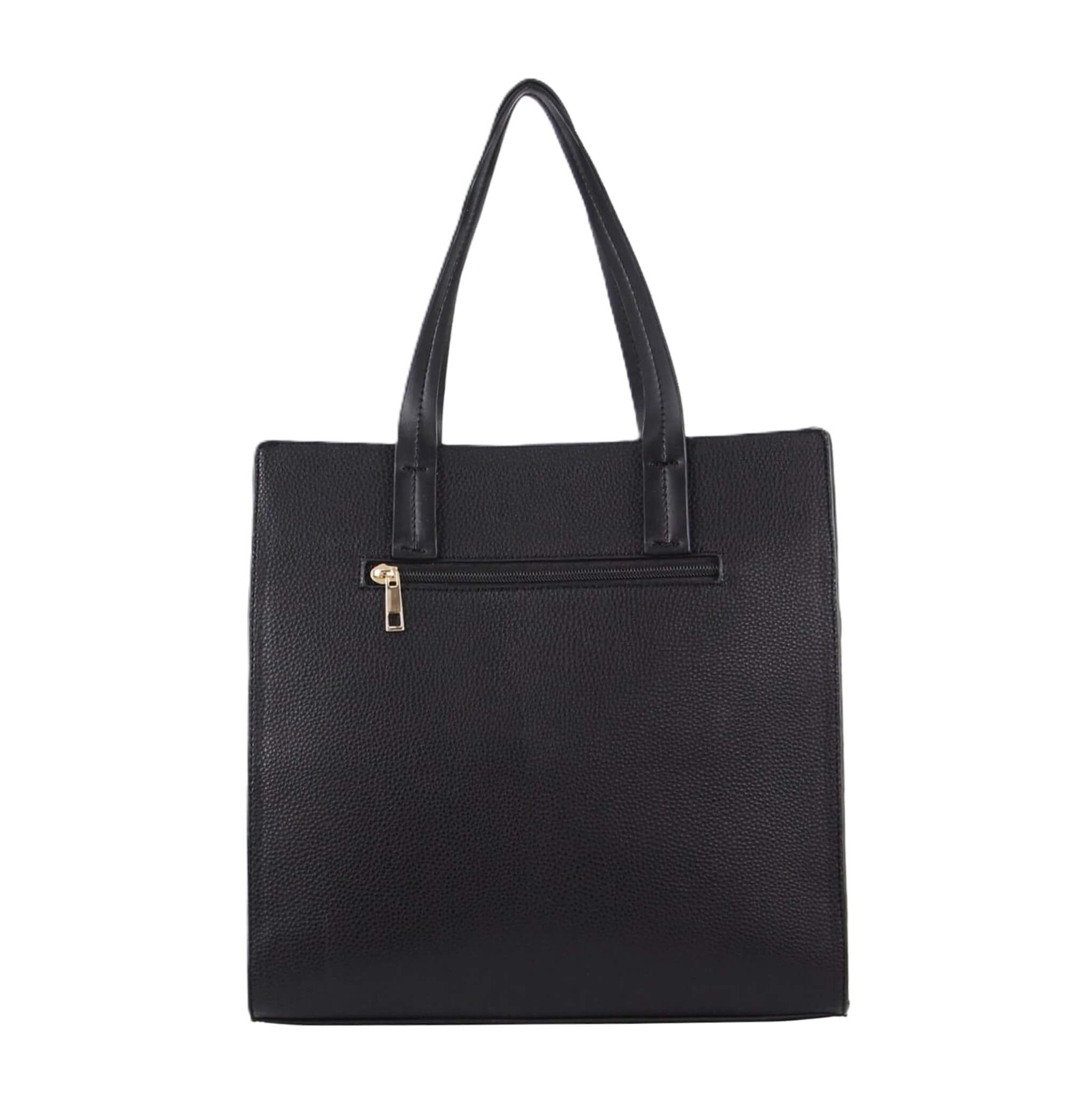 Milleni Vegan Leather Fashion Tote Handbag in Black