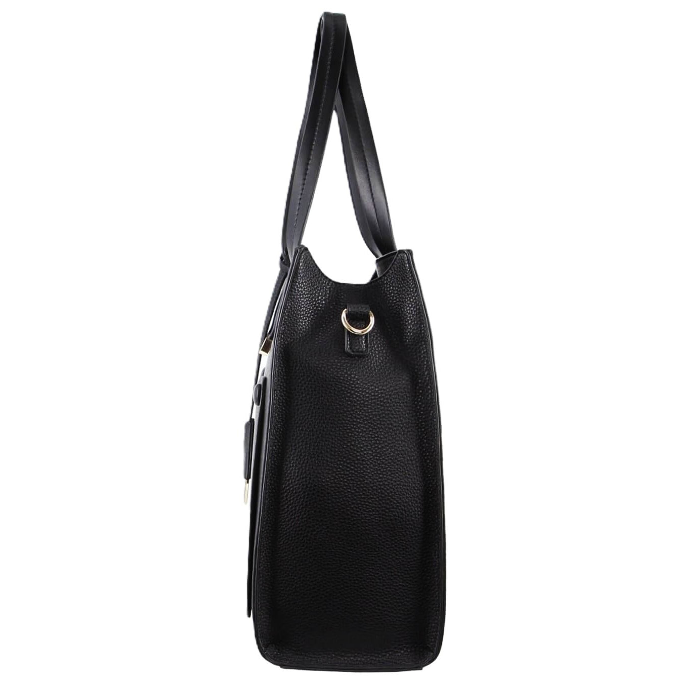 Milleni Vegan Leather Fashion Tote Handbag in Black