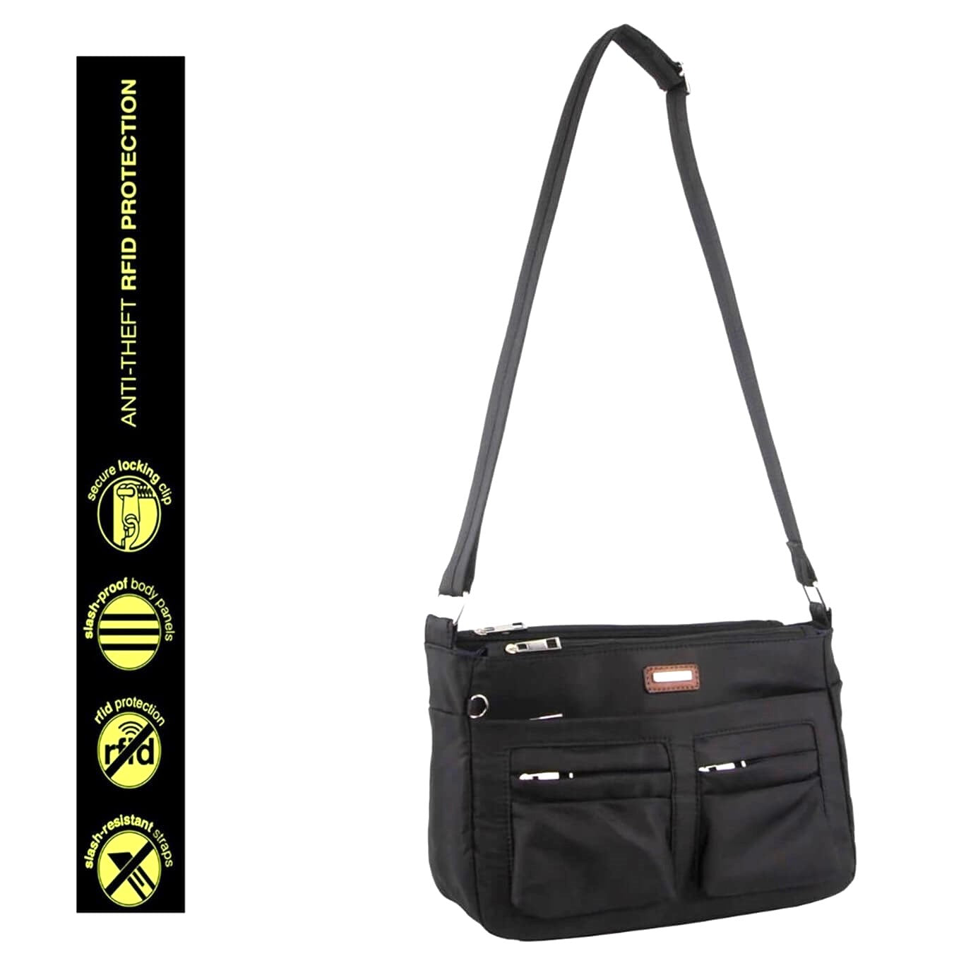 Pierre Cardin PC3268 Nylon Anti-theft Cross Body Bag/Black