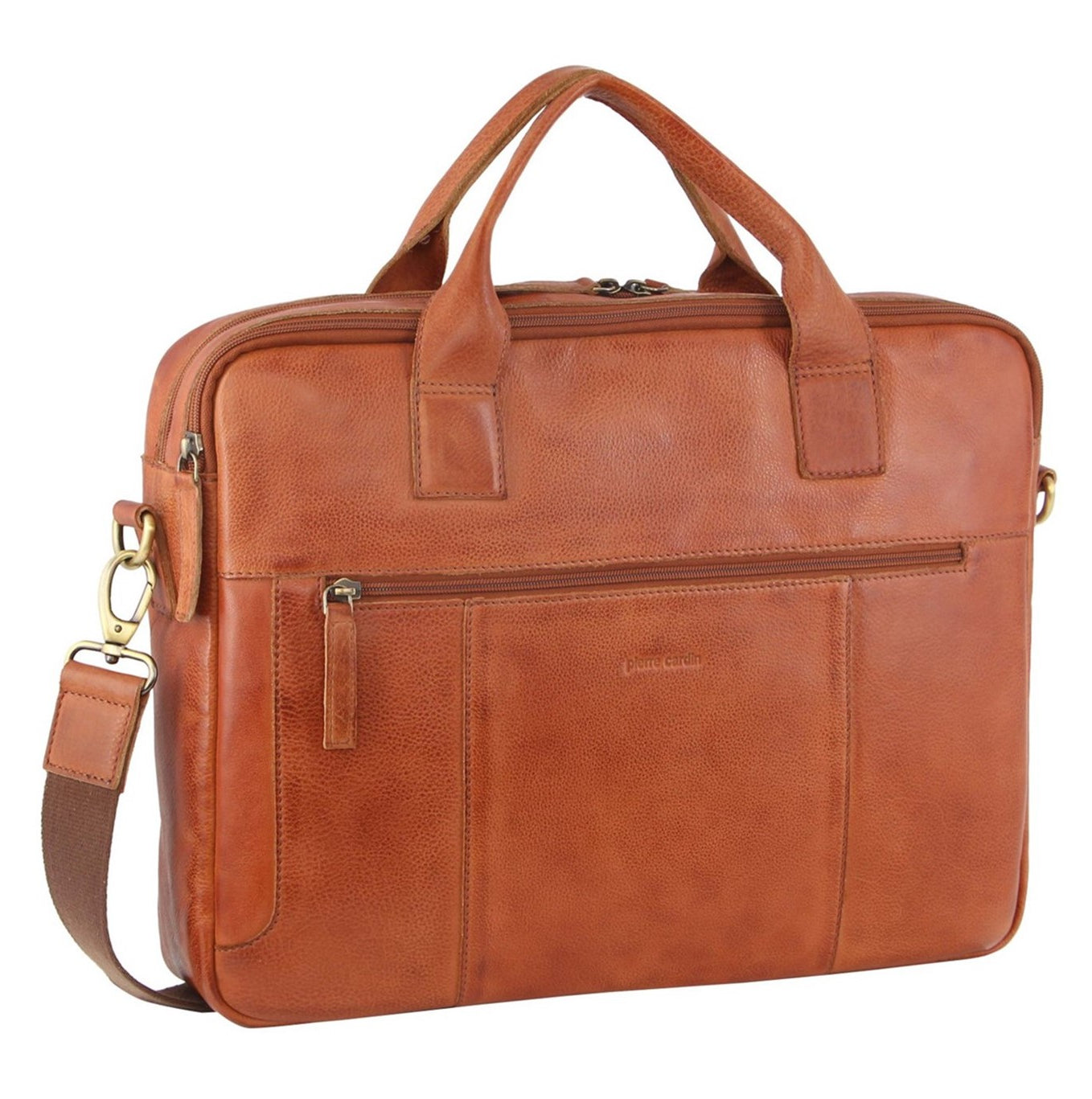 Pierre Cardin PC2807 Rustic Leather Computer Bag/Cognac