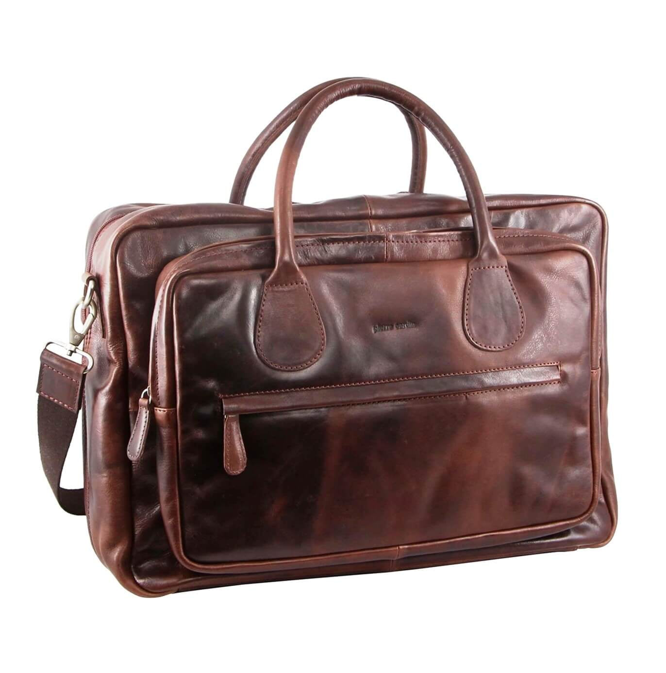 Pierre Cardin PC2802 Rustic Leather Travel-Computer Bag/Dark Chocolate