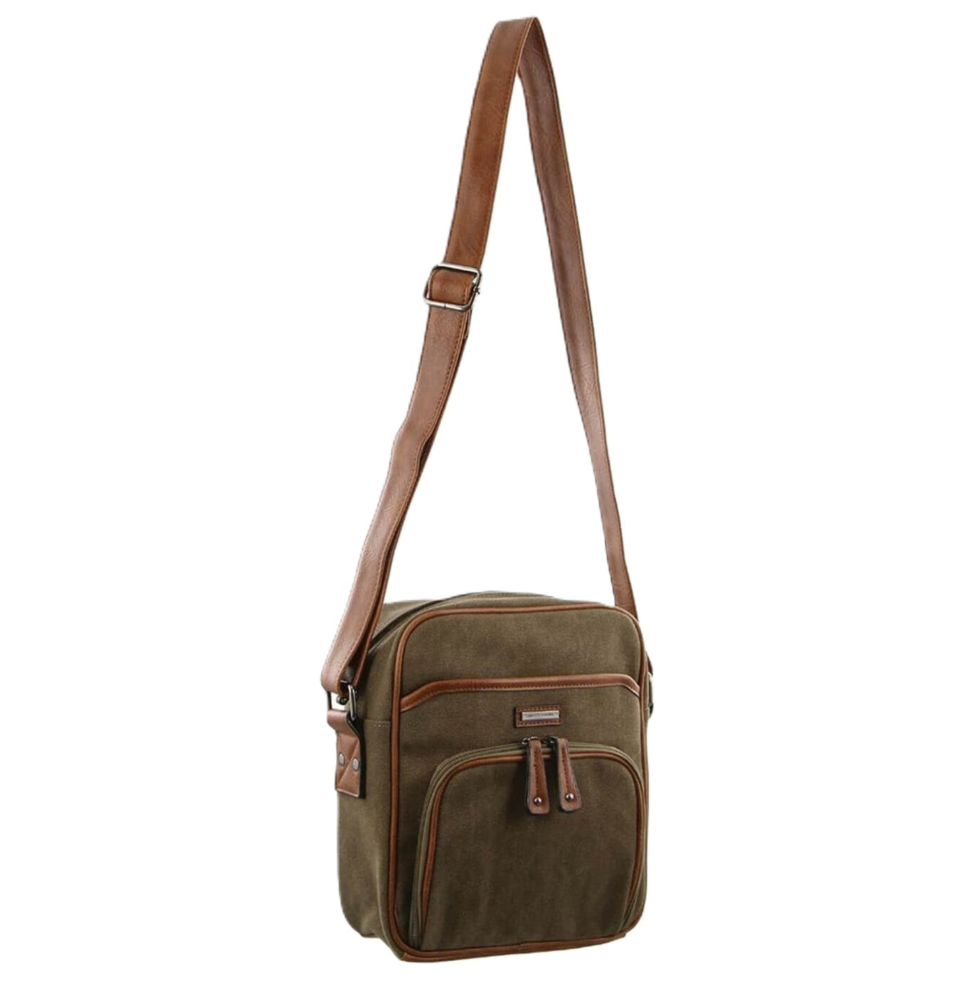 Pierre Cardin Men's Canvas Crossbody Bag in Brown