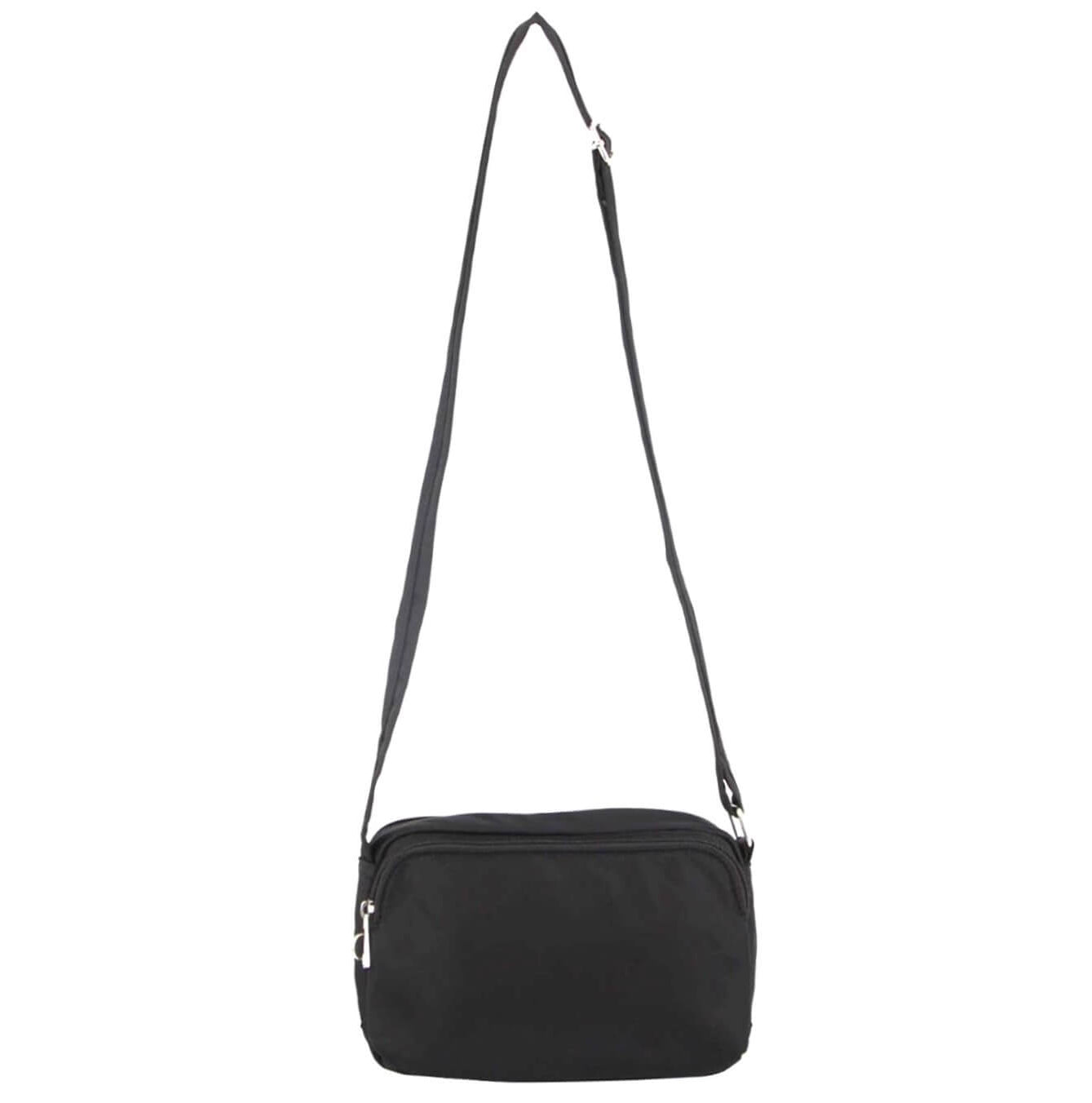 Pierre Cardin Ladies Nylon Anti-Theft RFID Crossbody Bag in Black