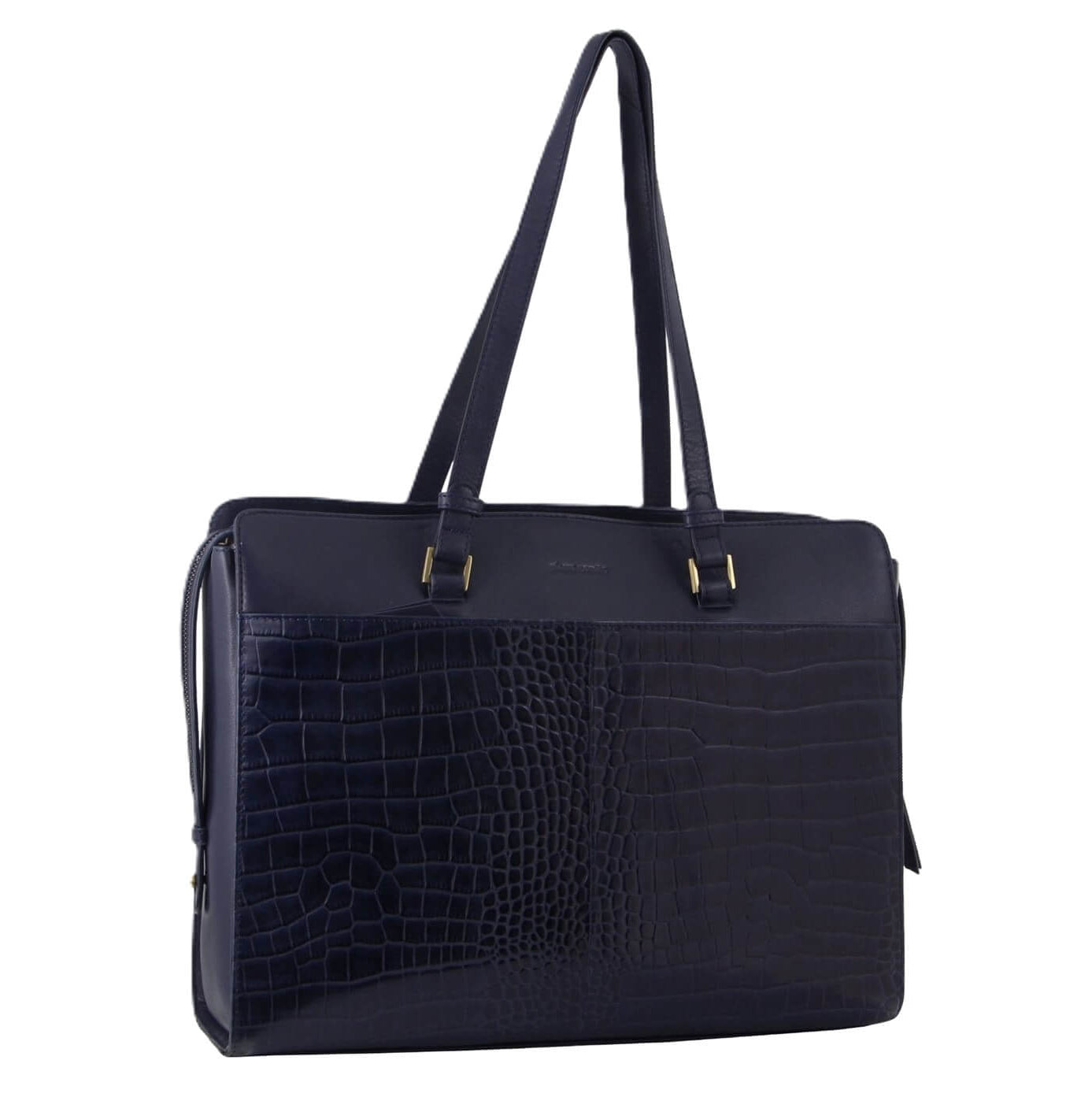 Pierre Cardin Croc-Embossed Leather Business-Laptop Bag in Navy