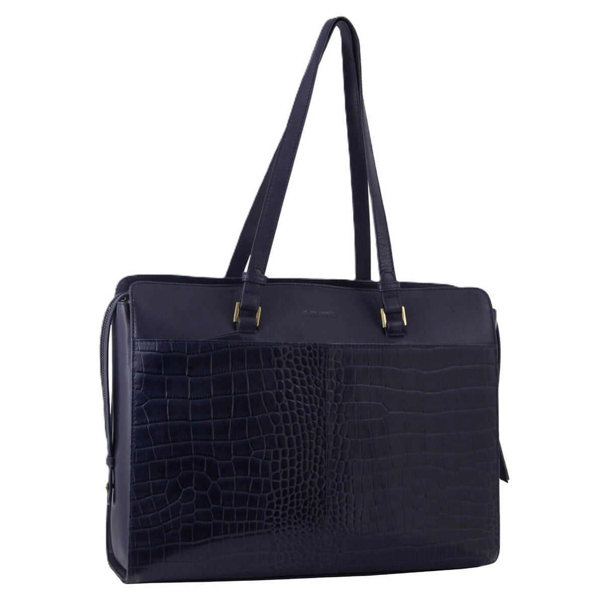 Pierre Cardin Croc-Embossed Leather Business-Laptop Bag in Navy