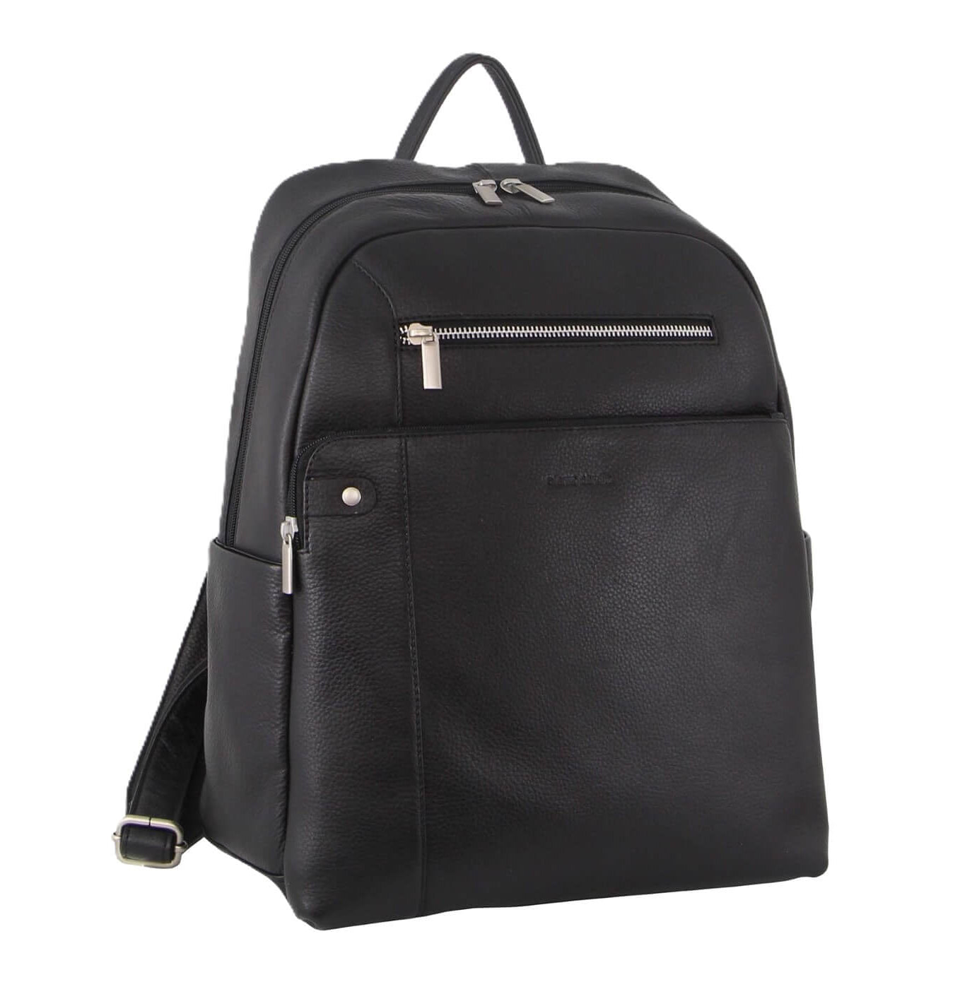 Pierre Cardin Unisex Leather Laptop-Business Backpack in Black