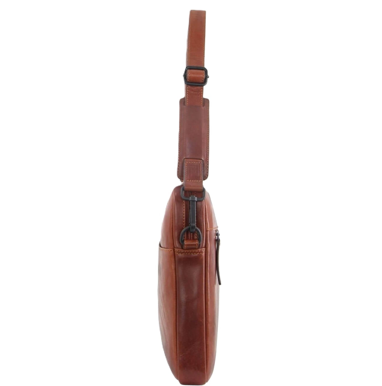 Pierre Cardin Italian Crumpled Leather Laptop Bag in Cognac