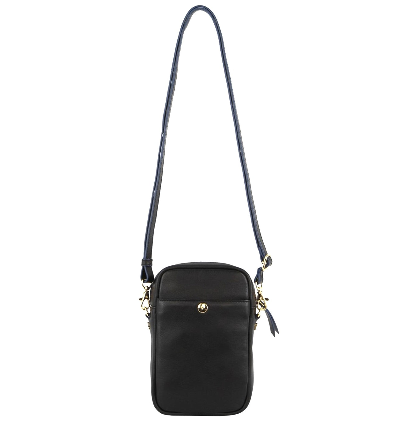 Pierre Cardin Ladies Italian Leather Crossbody Clutch Bag in Black