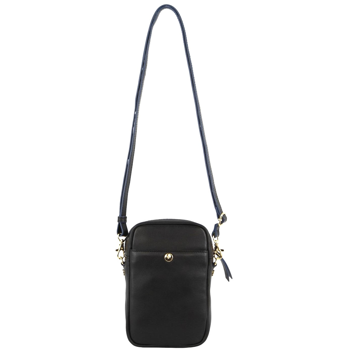 Pierre Cardin Ladies Italian Leather Crossbody Clutch Bag in Black