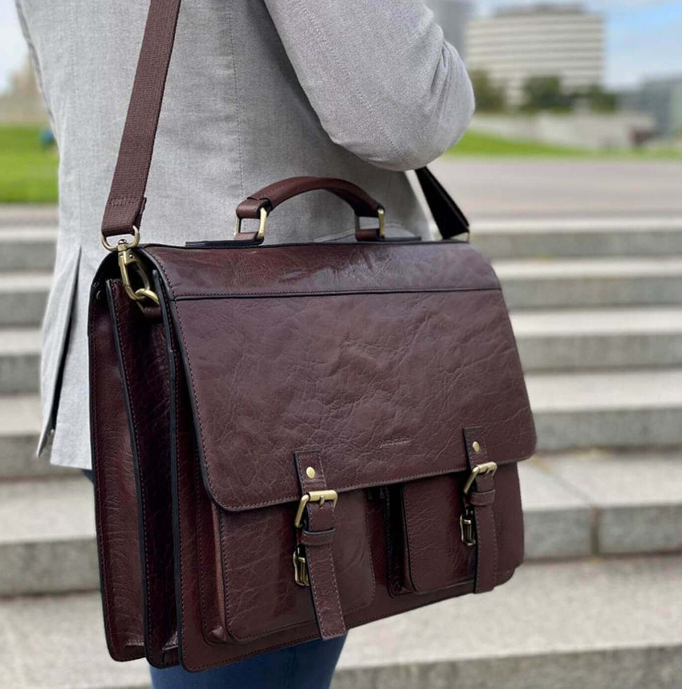 Pierre Cardin PC3523 Mens Leather Business-Computer Bag/Brown