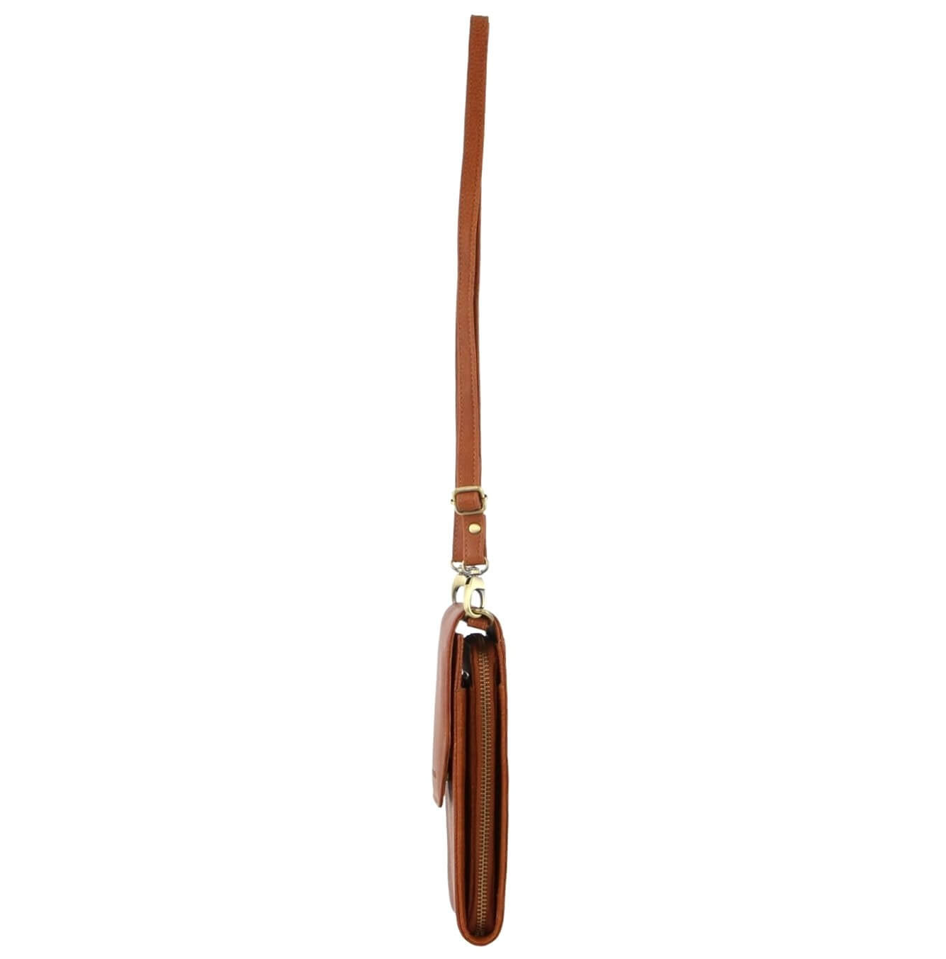 Pierre Cardin Ladies Leather Crossbody-Wallet-Phone Bag in Cognac