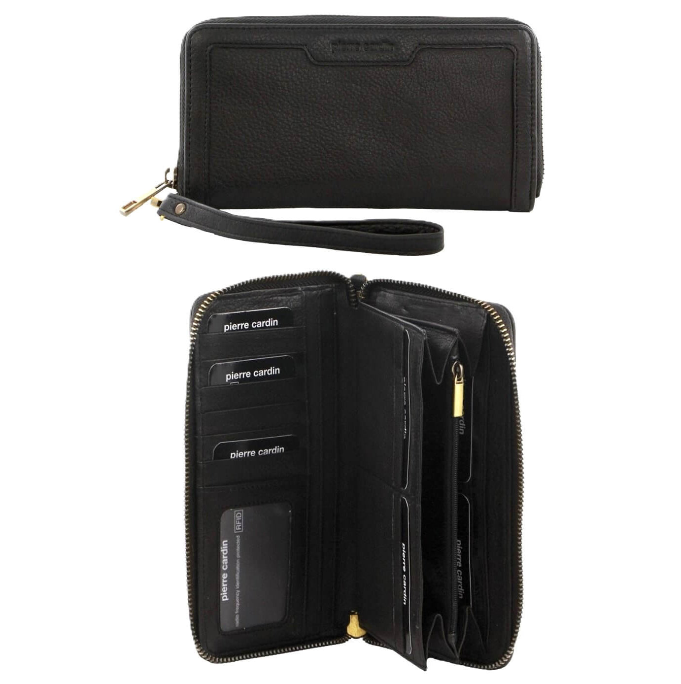 Pierre Cardin Women’s Leather Zip-around Wallet in Black