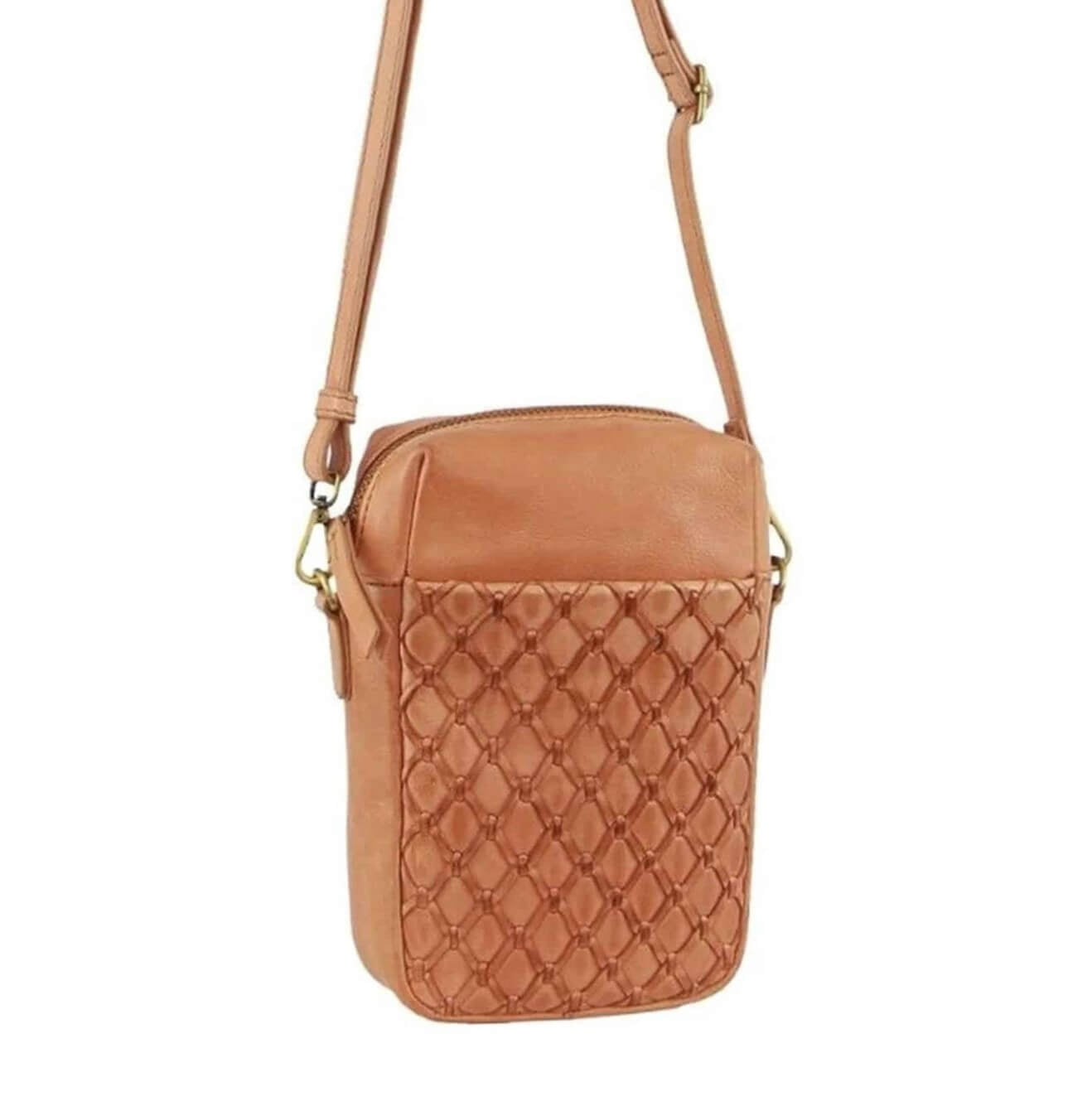 Pierre Cardin PC3686 Leather Embossed Phone Cross-Body Bag/Apricot