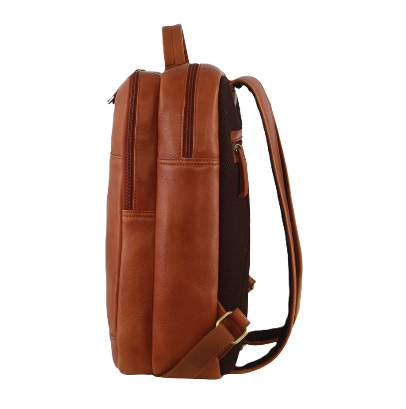 Pierre Cardin Italian Leather Business-Laptop Backpack in Cognac