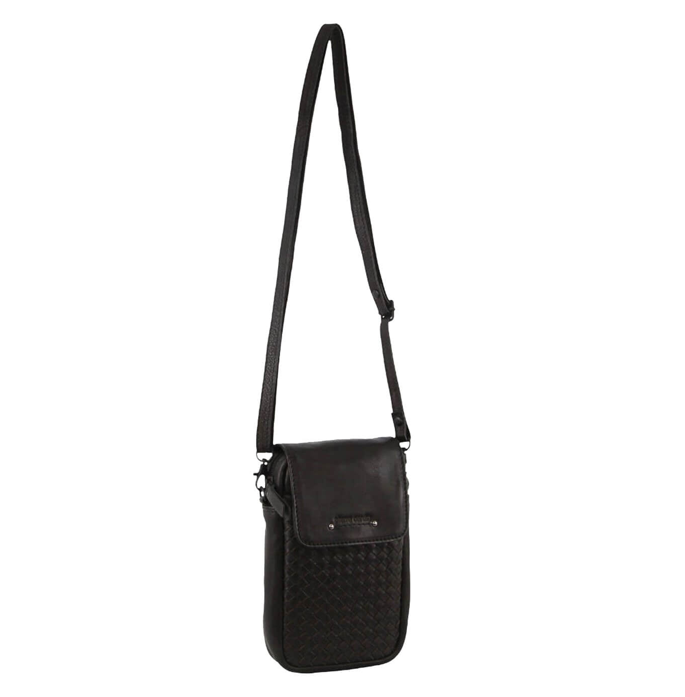 Pierre Cardin Embossed Woven Leather Ladies Wallet Bag in Black