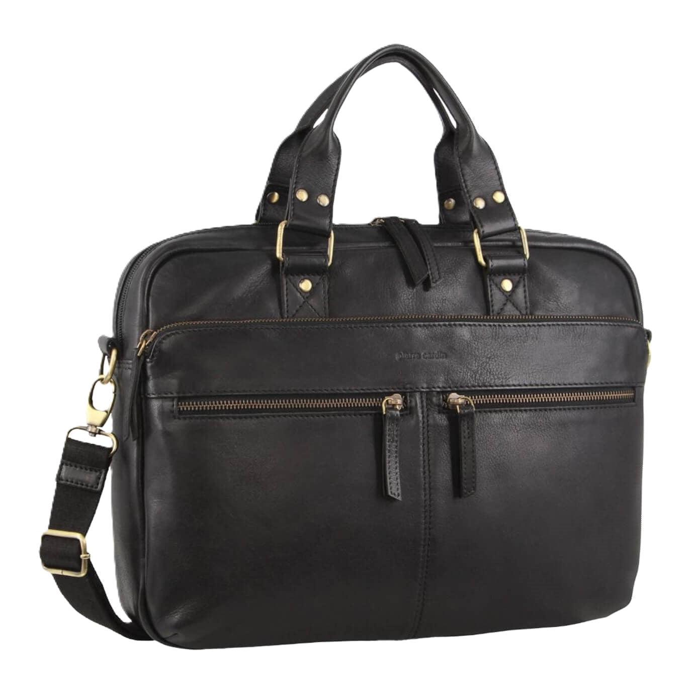 Pierre Cardin PC3763 Multi-Compartment Leather Computer Bag/Black