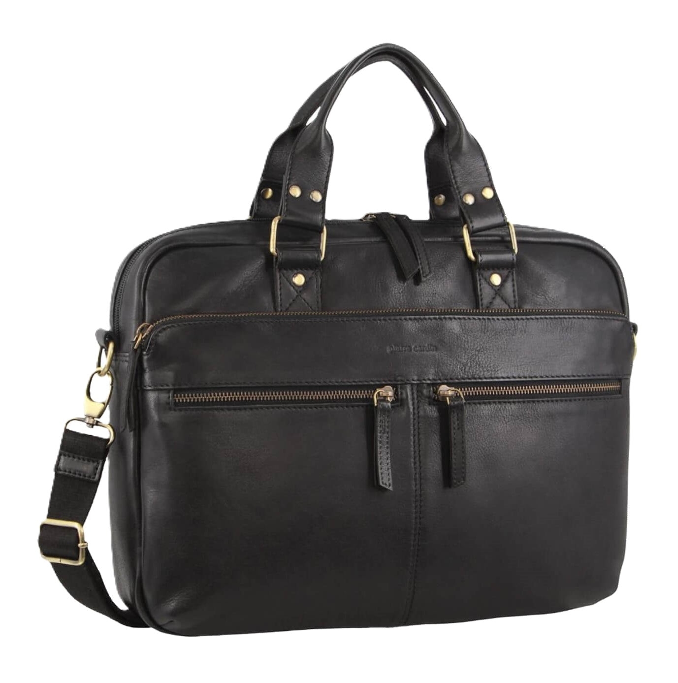 Pierre Cardin PC3763 Multi-Compartment Leather Computer Bag/Black