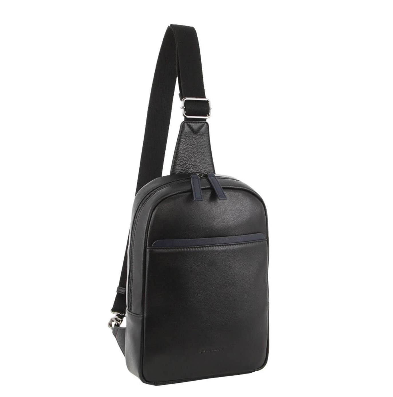 Pierre Cardin PC3825 Mens Leather 3-Way Sling Bag/Black-Navy