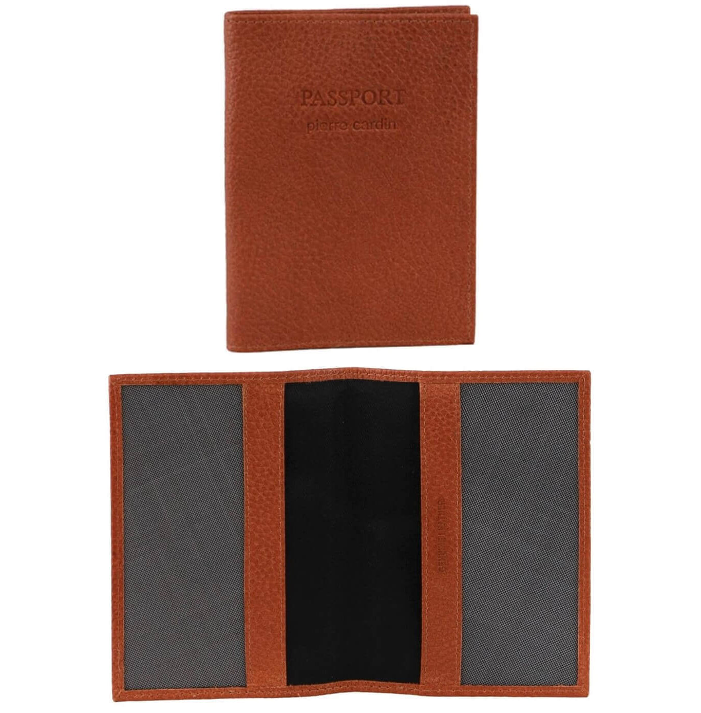 Pierre Cardin PC3909 Leather Passport Wallet Cover/Cognac