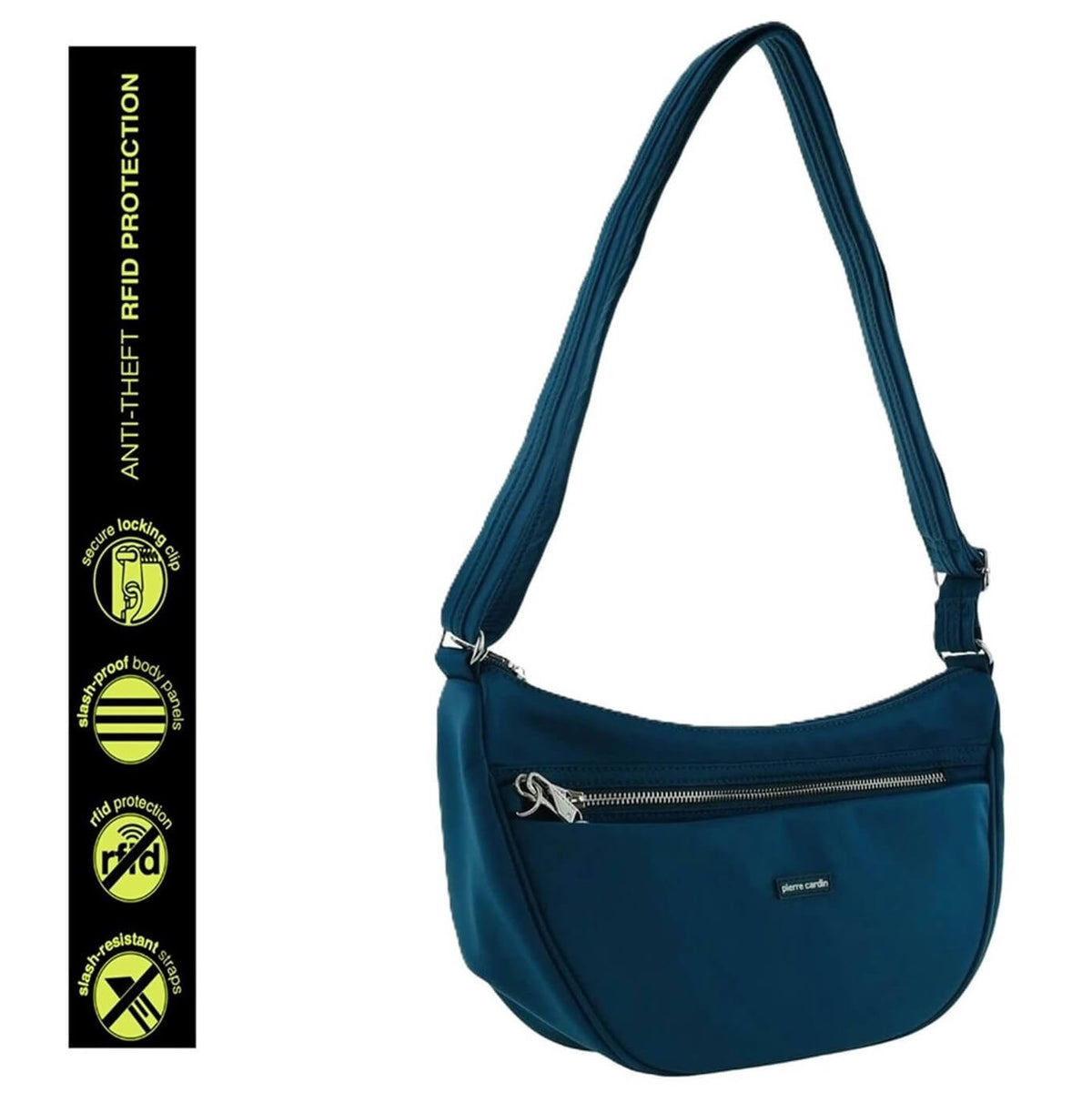Pierre Cardin Ladies Nylon Anti-Theft-RFID Cross Body Bag in Turquoise