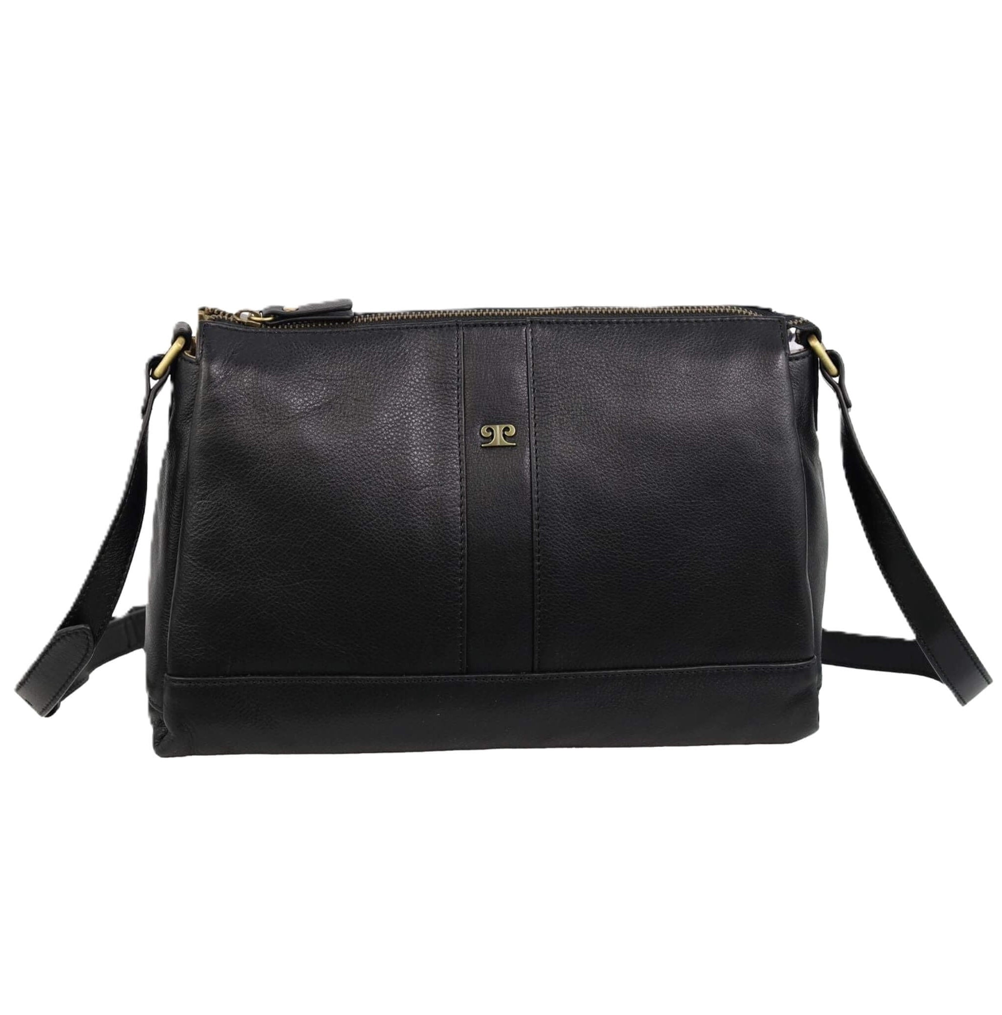 Pierre Cardin Ladies Leather Crescent Crossbody Bag in Black