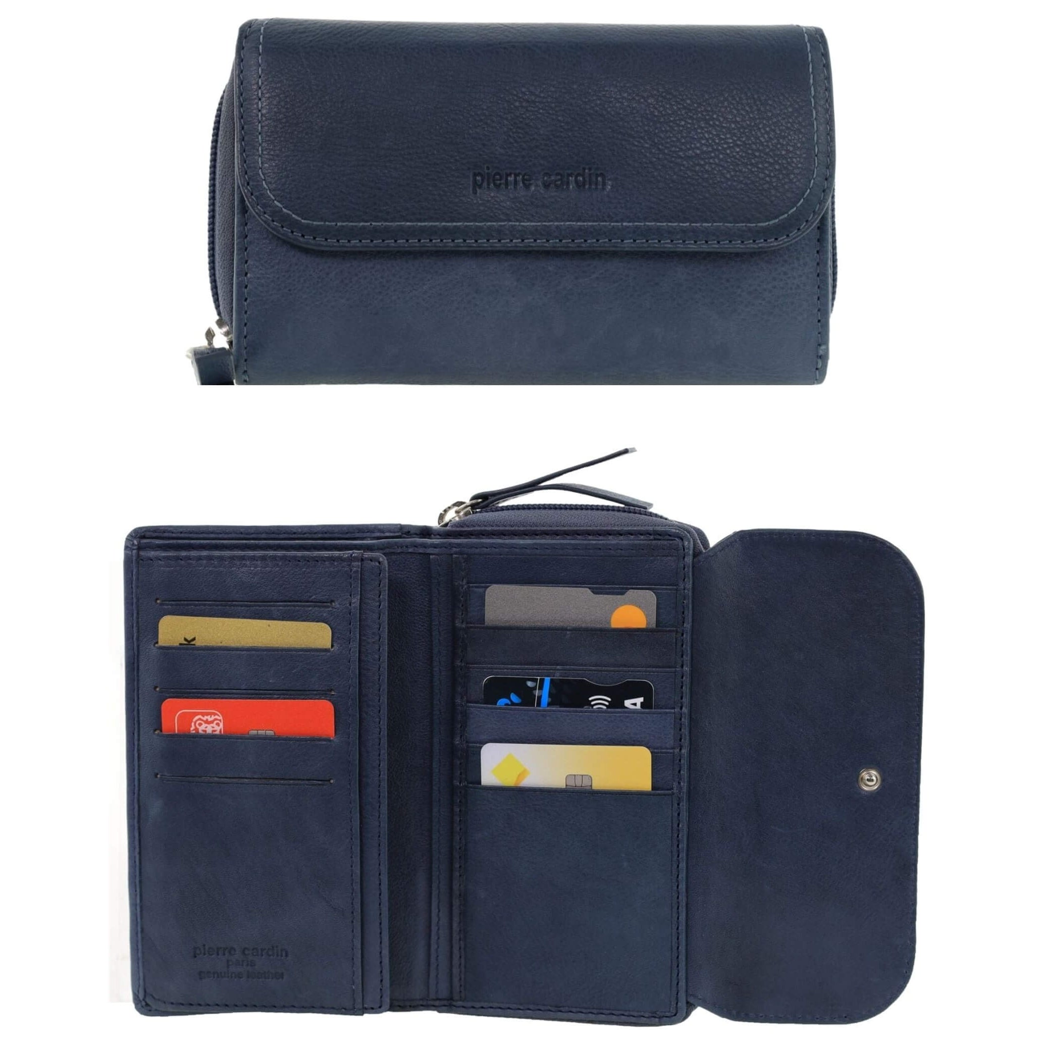 Pierre Cardin Ladies Tri-fold RFID Leather Wallet in Denum