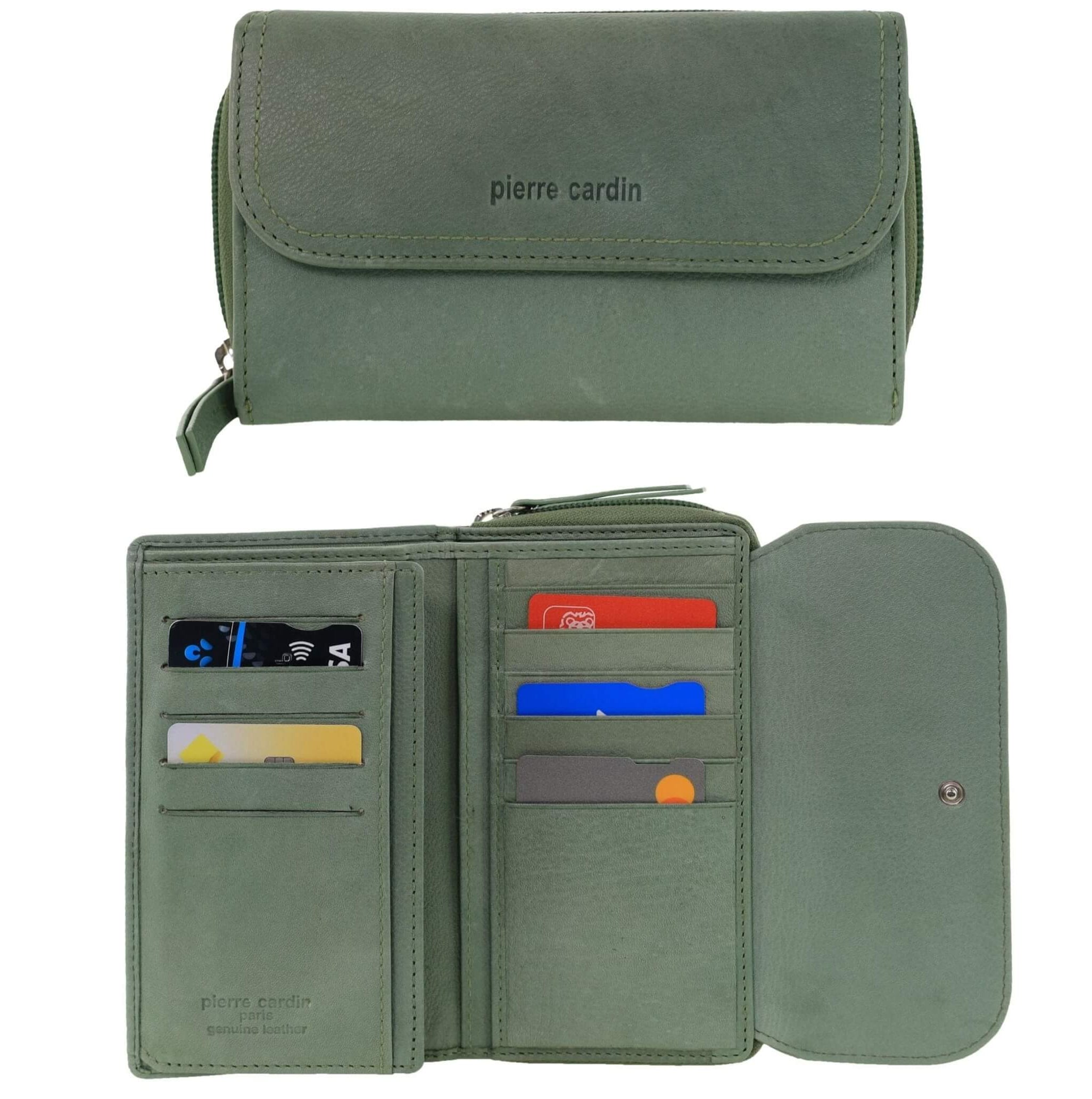 Pierre Cardin Ladies Tri-fold RFID Leather Wallet in Sage