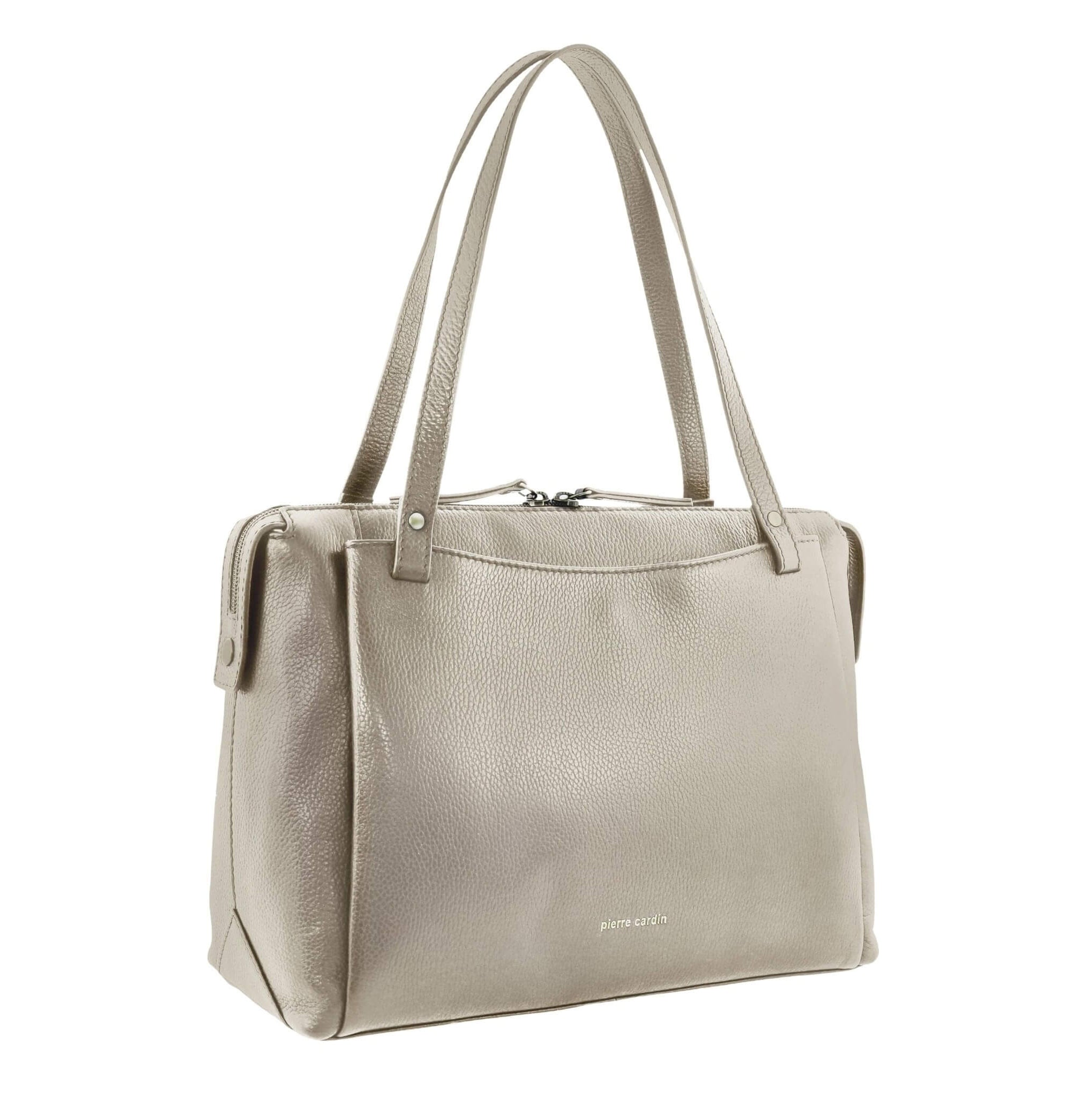 Pierre Cardin Italian Leather Ladies Tote Bag In Bone