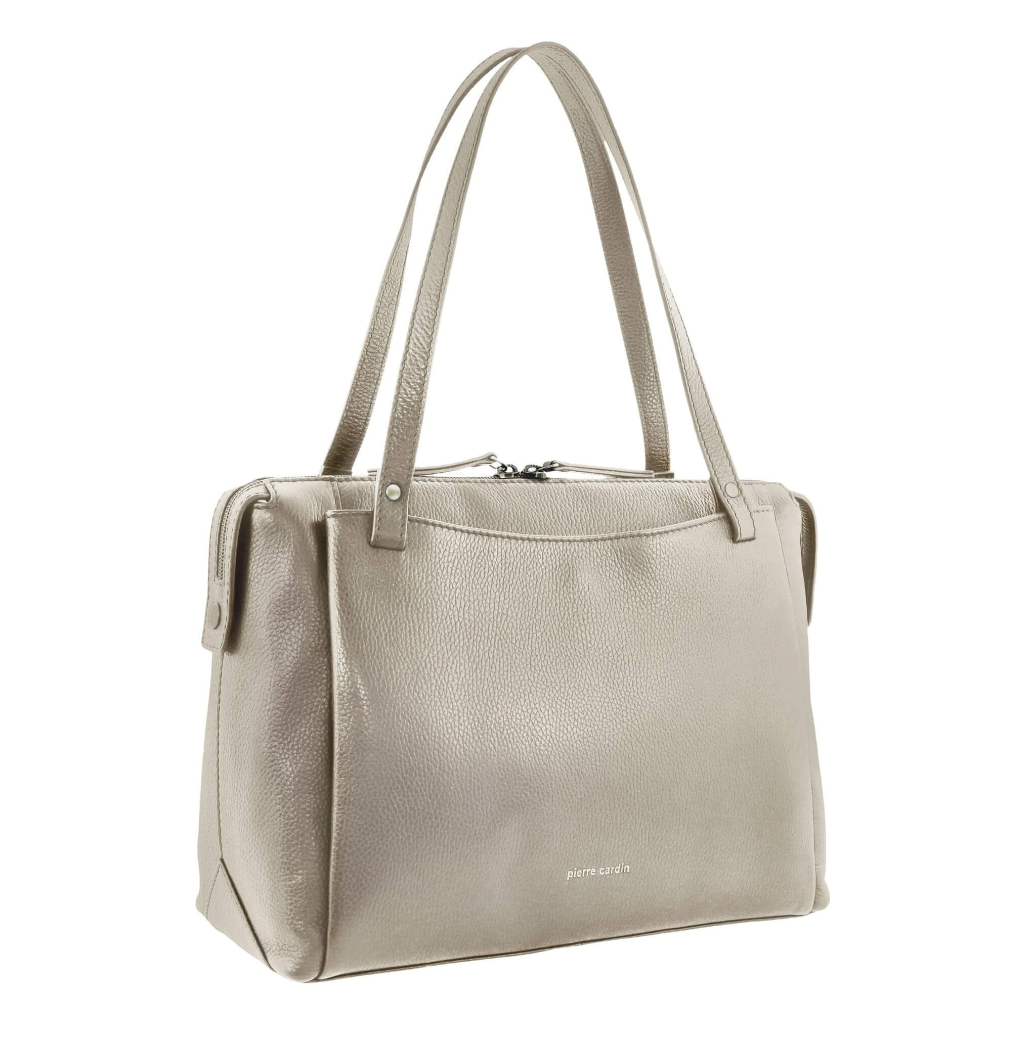 Pierre Cardin Italian Leather Ladies Tote Bag In Bone
