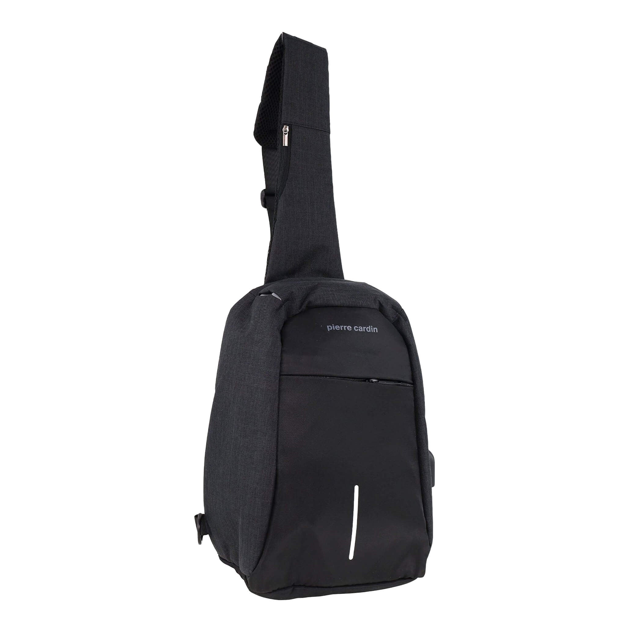 Pierre Cardin black nylon men’s sling bag