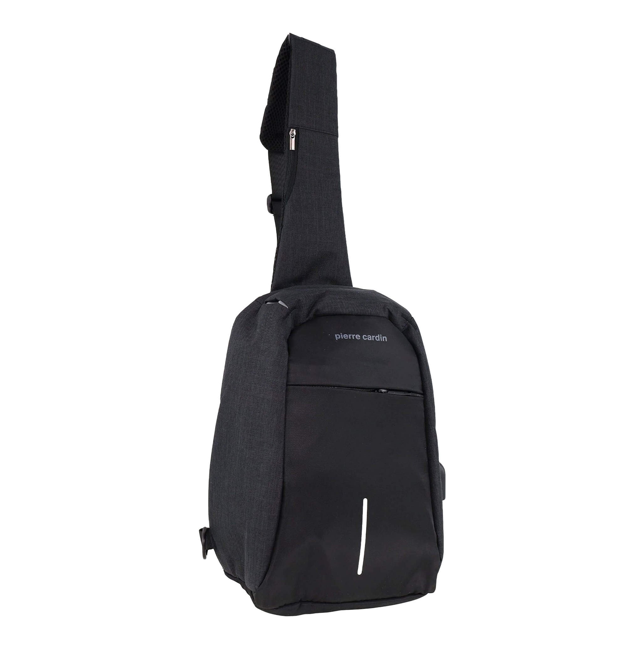 Pierre Cardin black nylon men’s sling bag