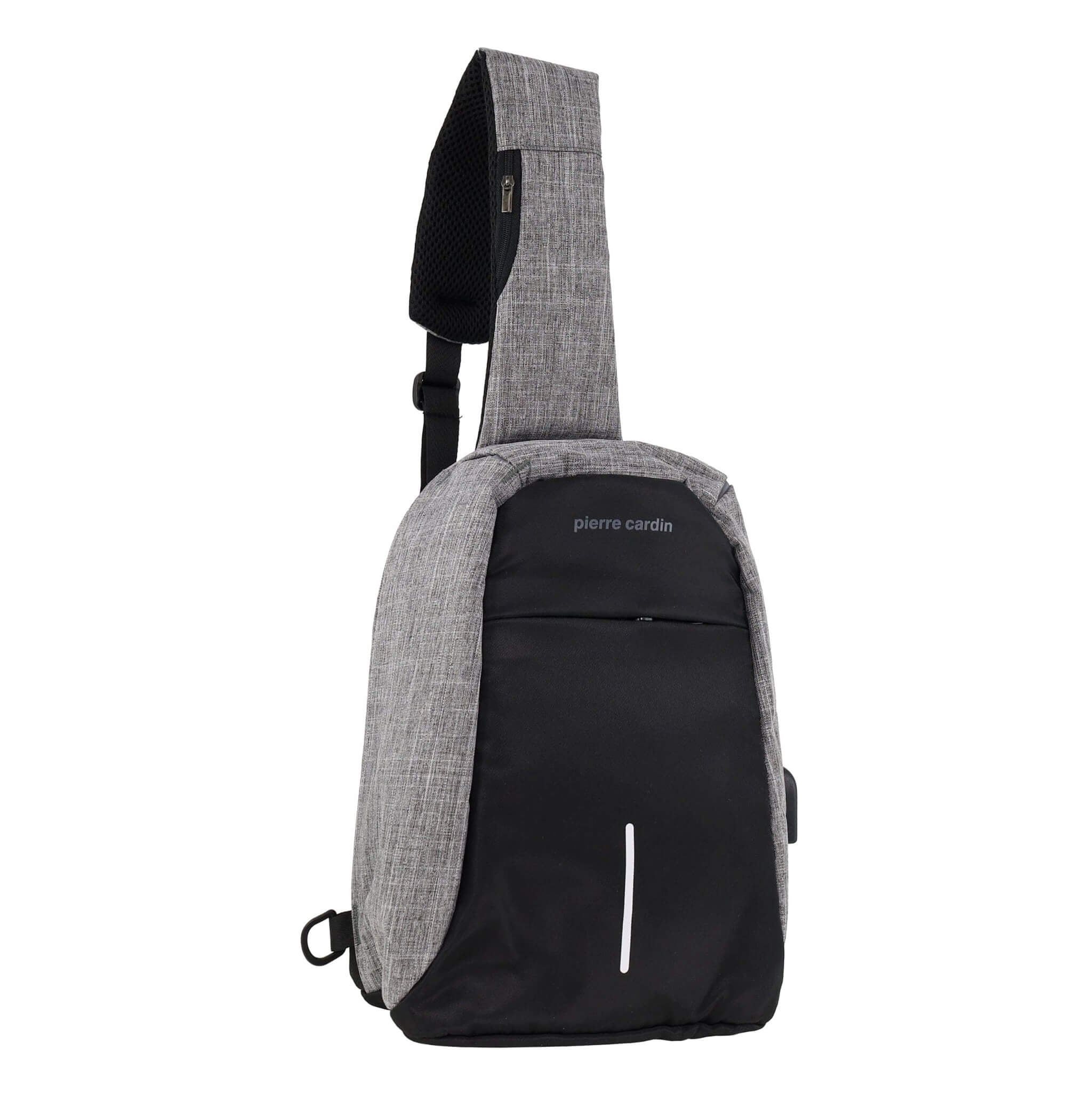 Pierre Cardin grey nylon men’s sling bag